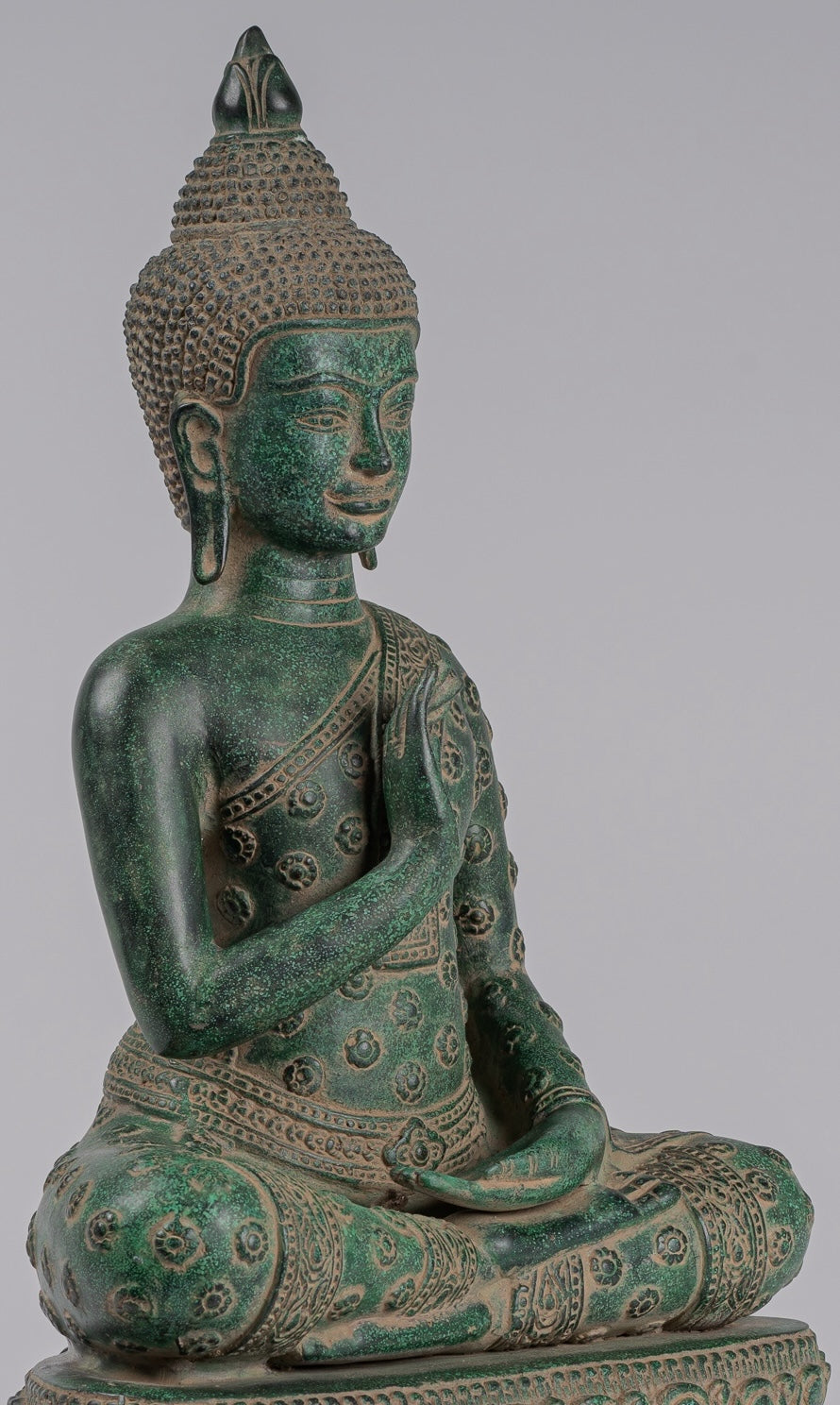 Buddha Statue - Antique Khmer Style Bronze Seated Teaching Buddha Statue - 45cm/18"