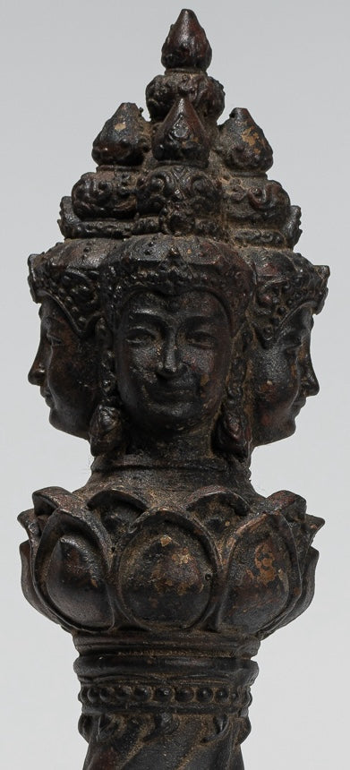 Vajrapāṇi Statue - Antique Khmer Style Vajra or Thunderbolt Vajrapāṇi Statue - 28cm/11"