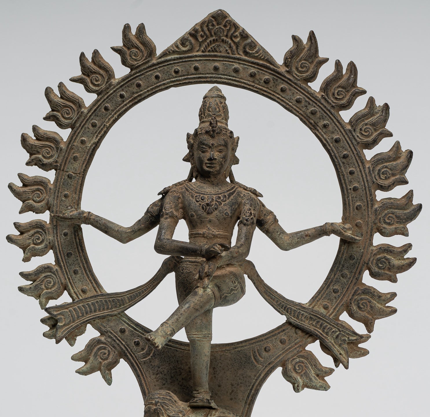 Shiva Statue - Antique Javanese Style Bronze Dancing Shiva statue as Lord Nataraja - 29cm(12") Tall