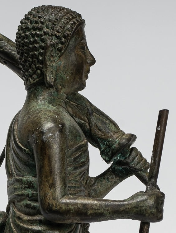 Monk - Antique Thai Style Bronze Dvaravati Devotee / Disciple of Buddha Statue - 29cm/12"