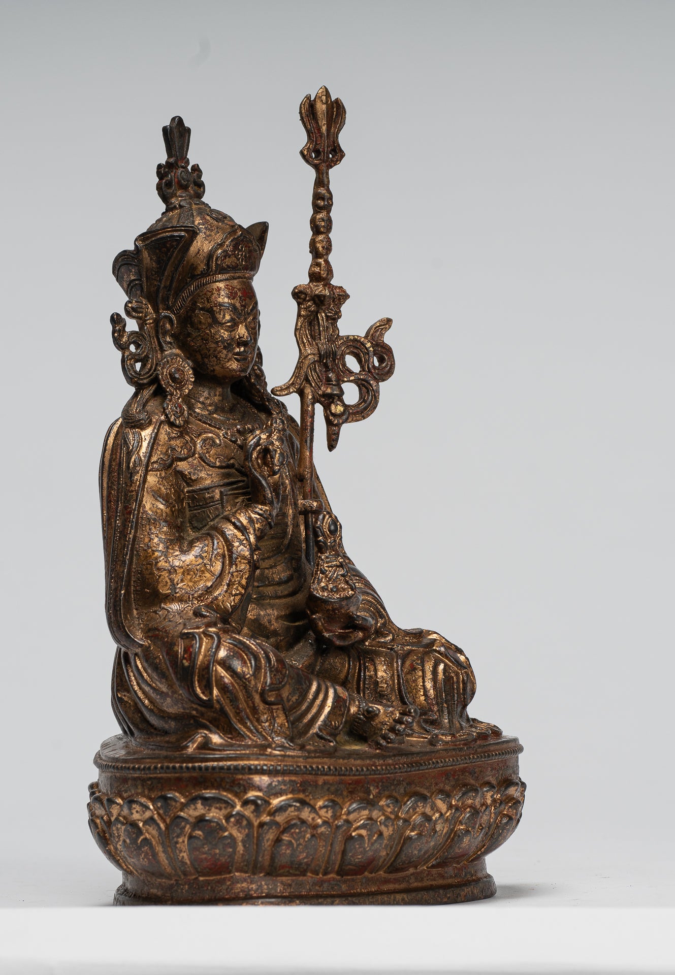Padmasambhava Statue - Antique Tibetan Style Bronze Seated Padmasambhava Second Buddha Statue - 21cm/8"