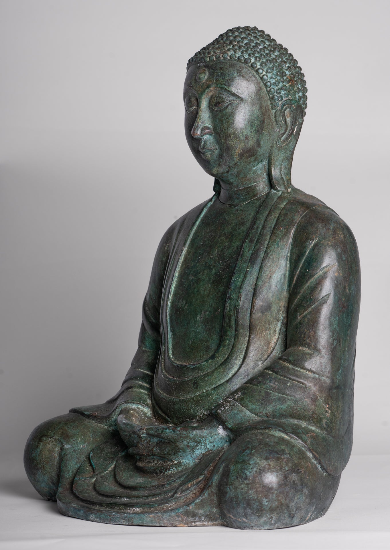 Japanese Buddha - Antique Japanese Style Bronze Seated Meditation Amitabha Buddha Statue - 38cm/15"