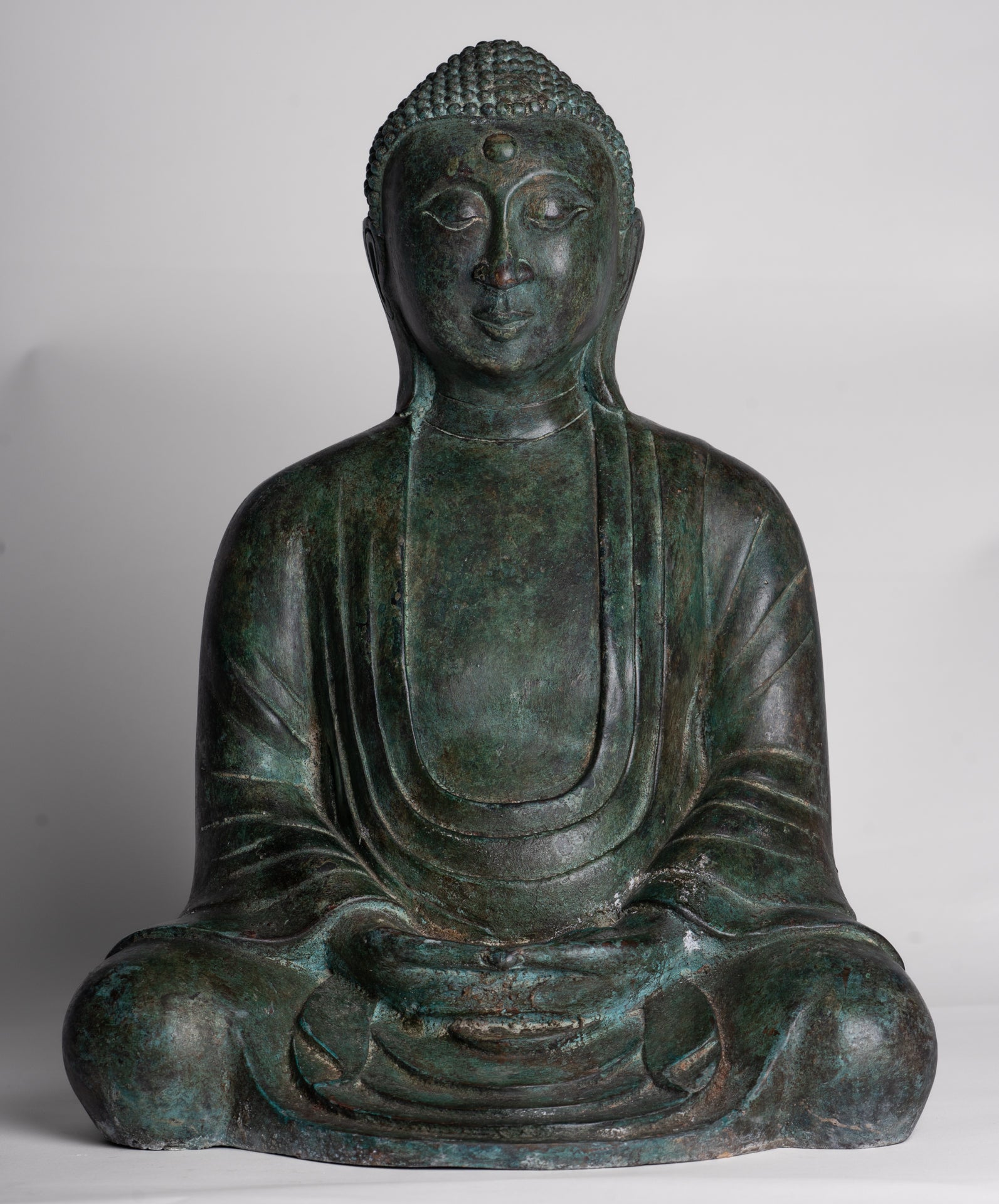 Japanese Buddha - Antique Japanese Style Bronze Seated Meditation Amitabha Buddha Statue - 38cm/15"