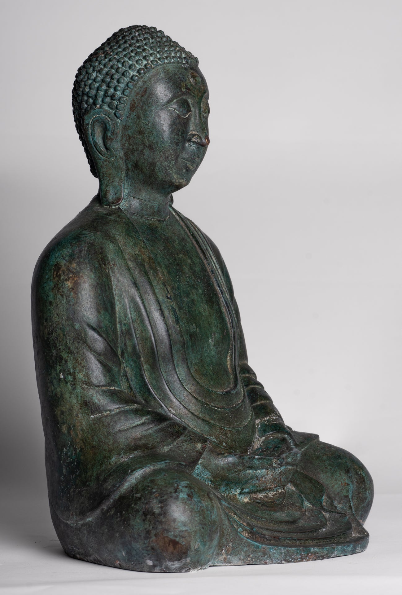 Japanese Buddha - Antique Japanese Style Bronze Seated Meditation Amitabha Buddha Statue - 38cm/15"