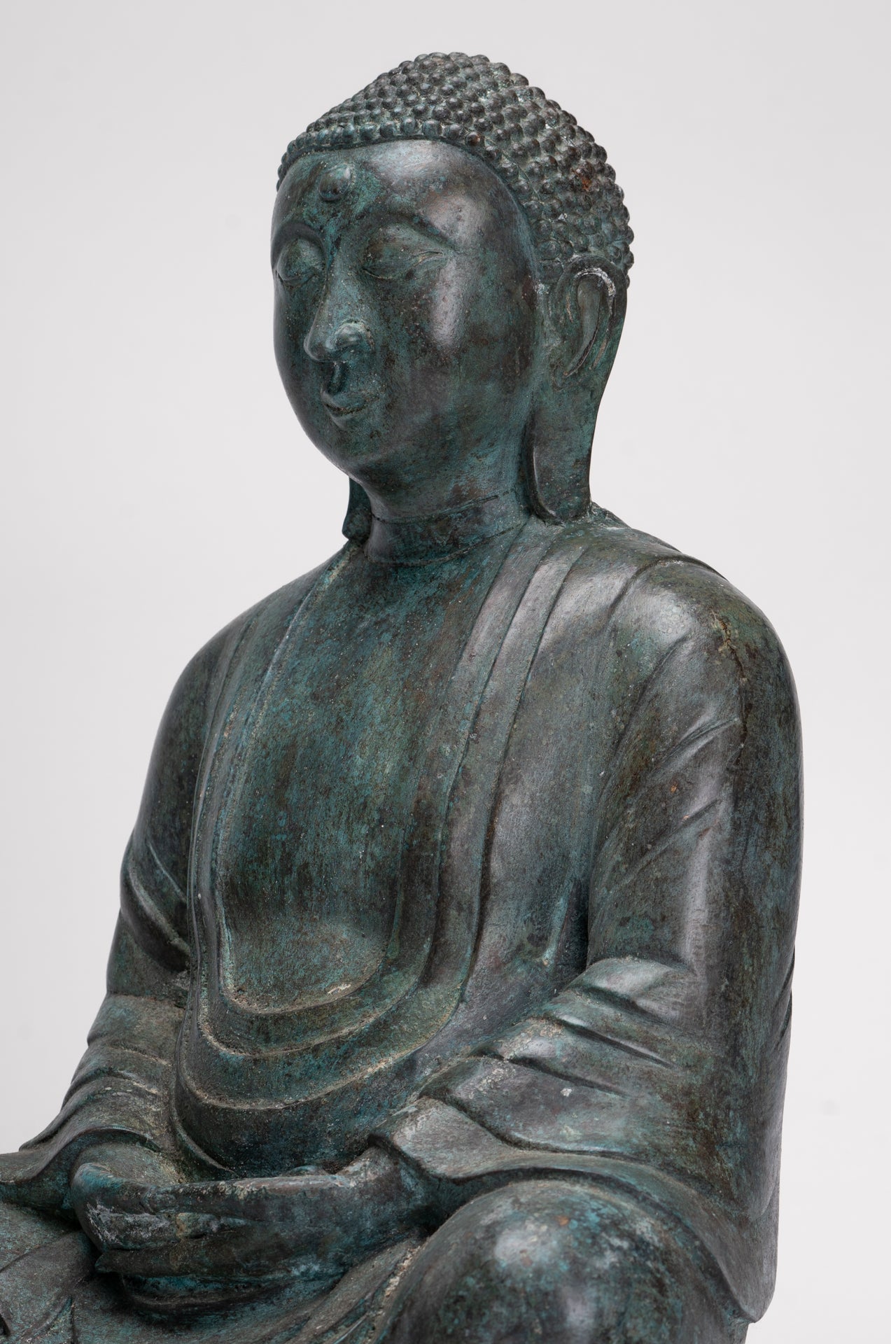 Japanese Buddha - Antique Japanese Style Bronze Seated Meditation Amitabha Buddha Statue - 38cm/15"