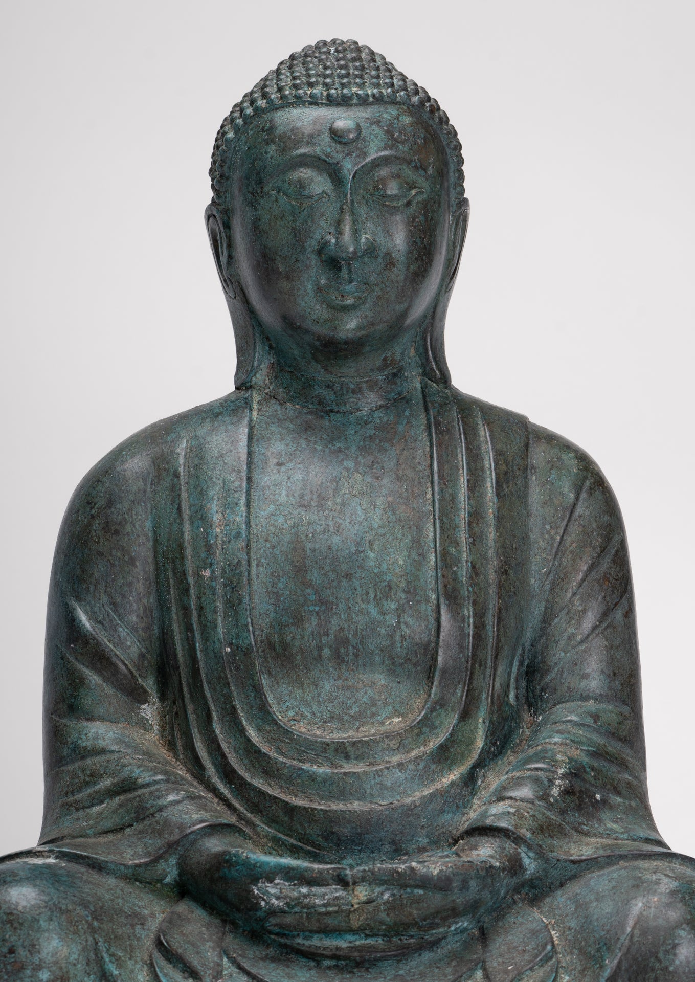 Japanese Buddha - Antique Japanese Style Bronze Seated Meditation Amitabha Buddha Statue - 38cm/15" 