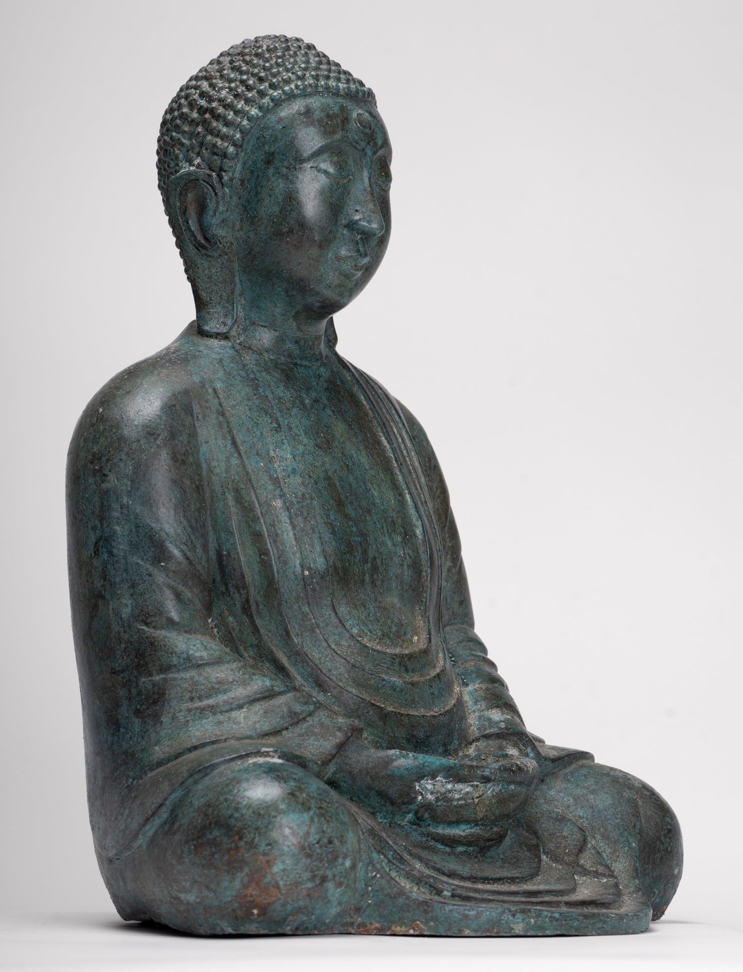 Japanese Buddha - Antique Japanese Style Bronze Seated Meditation Amitabha Buddha Statue - 38cm/15"