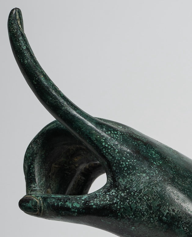 Mounted Antique Khmer Style Bronze Apsara Suchi Mudra Hand - 30cm/12"