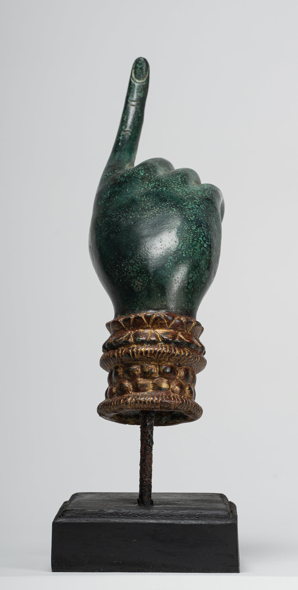 Mounted Antique Khmer Style Bronze Apsara Suchi Mudra Hand - 30cm/12"