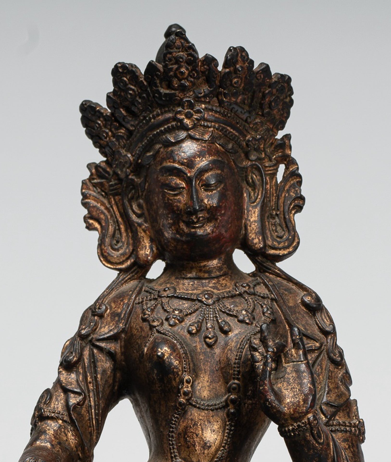 Statua Buddha - Antique in stile cinese seduto Bronzo Buddha - 28 cm/11 "