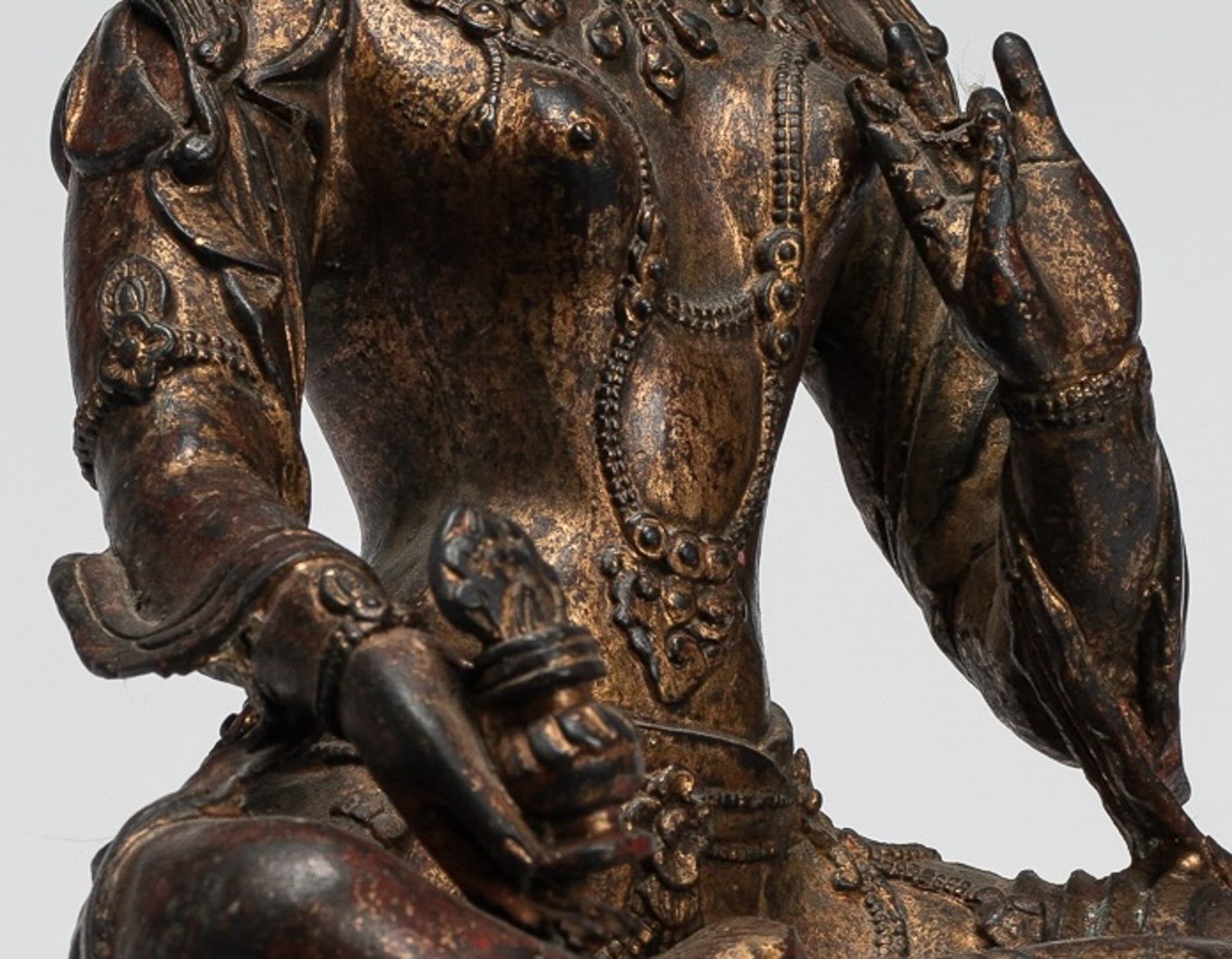 Statua Buddha - Antique in stile cinese seduto Bronzo Buddha - 28 cm/11 "