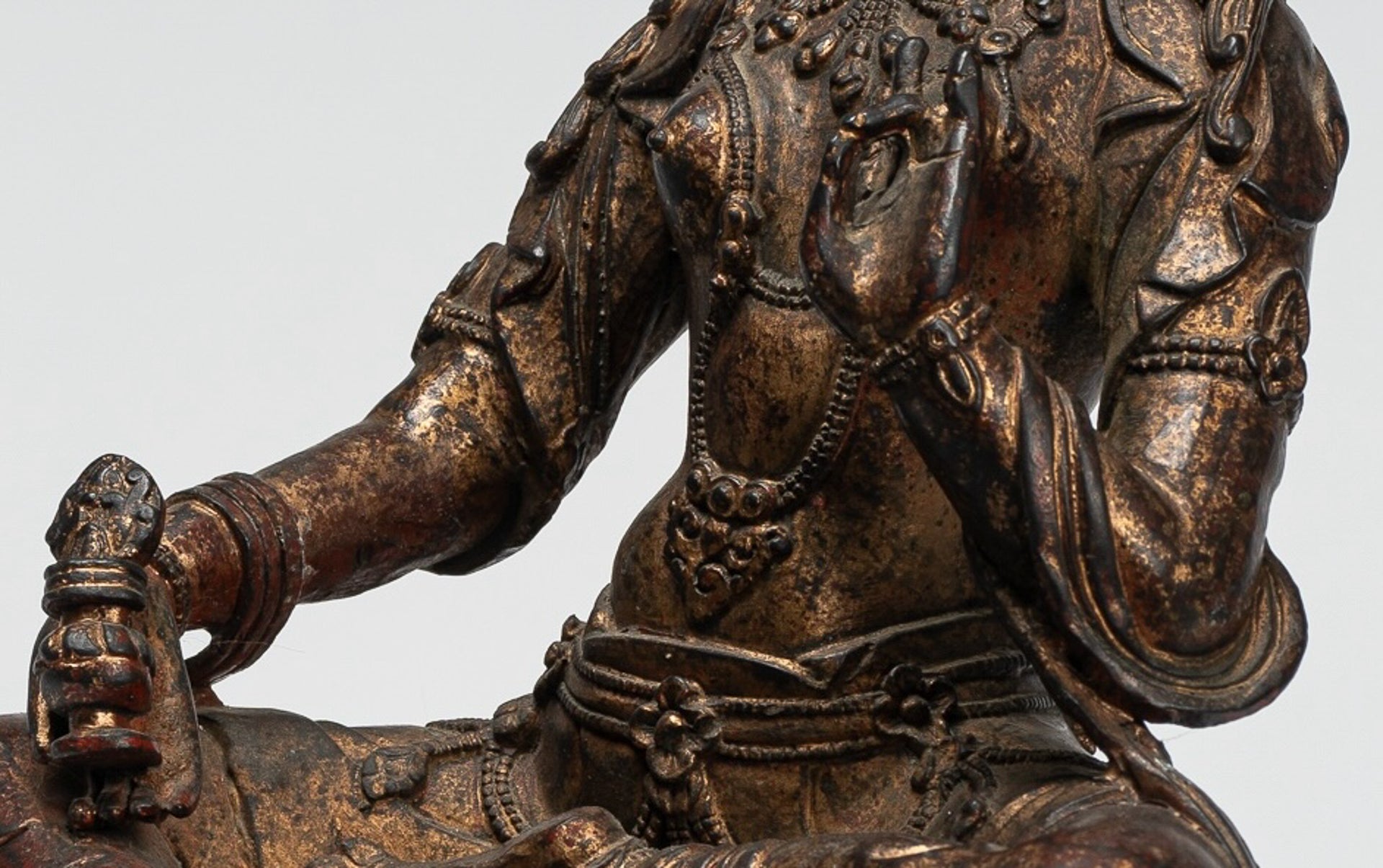 Statua Buddha - Antique in stile cinese seduto Bronzo Buddha - 28 cm/11 "