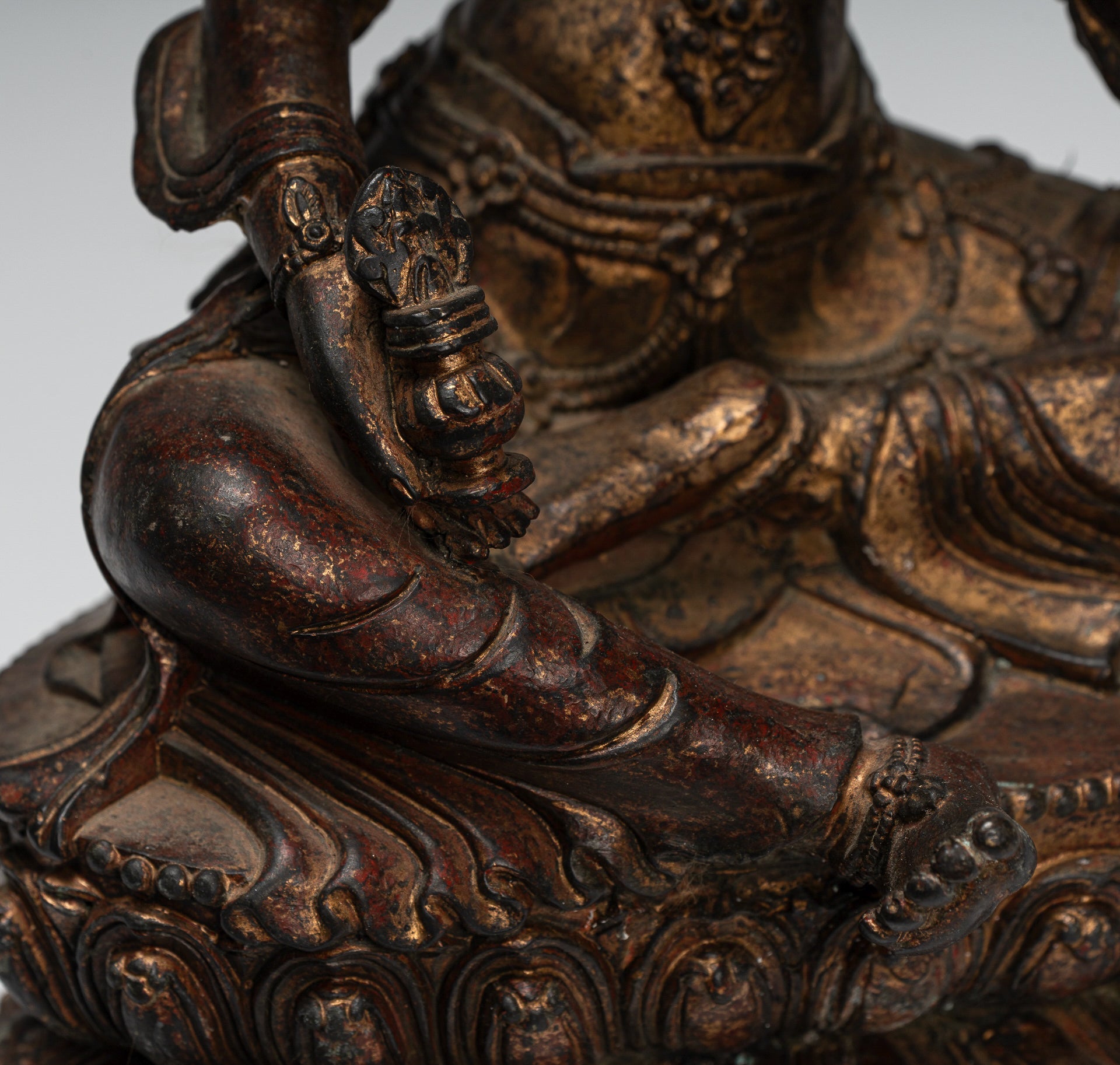 Statua Buddha - Antique in stile cinese seduto Bronzo Buddha - 28 cm/11 "
