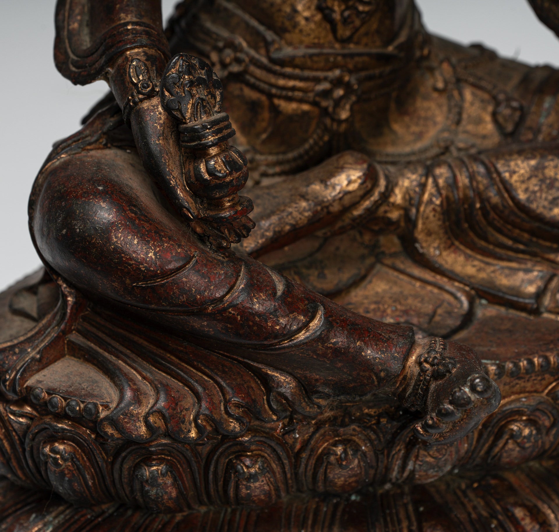 Statua Buddha - Antique in stile cinese seduto Bronzo Buddha - 28 cm/11 "