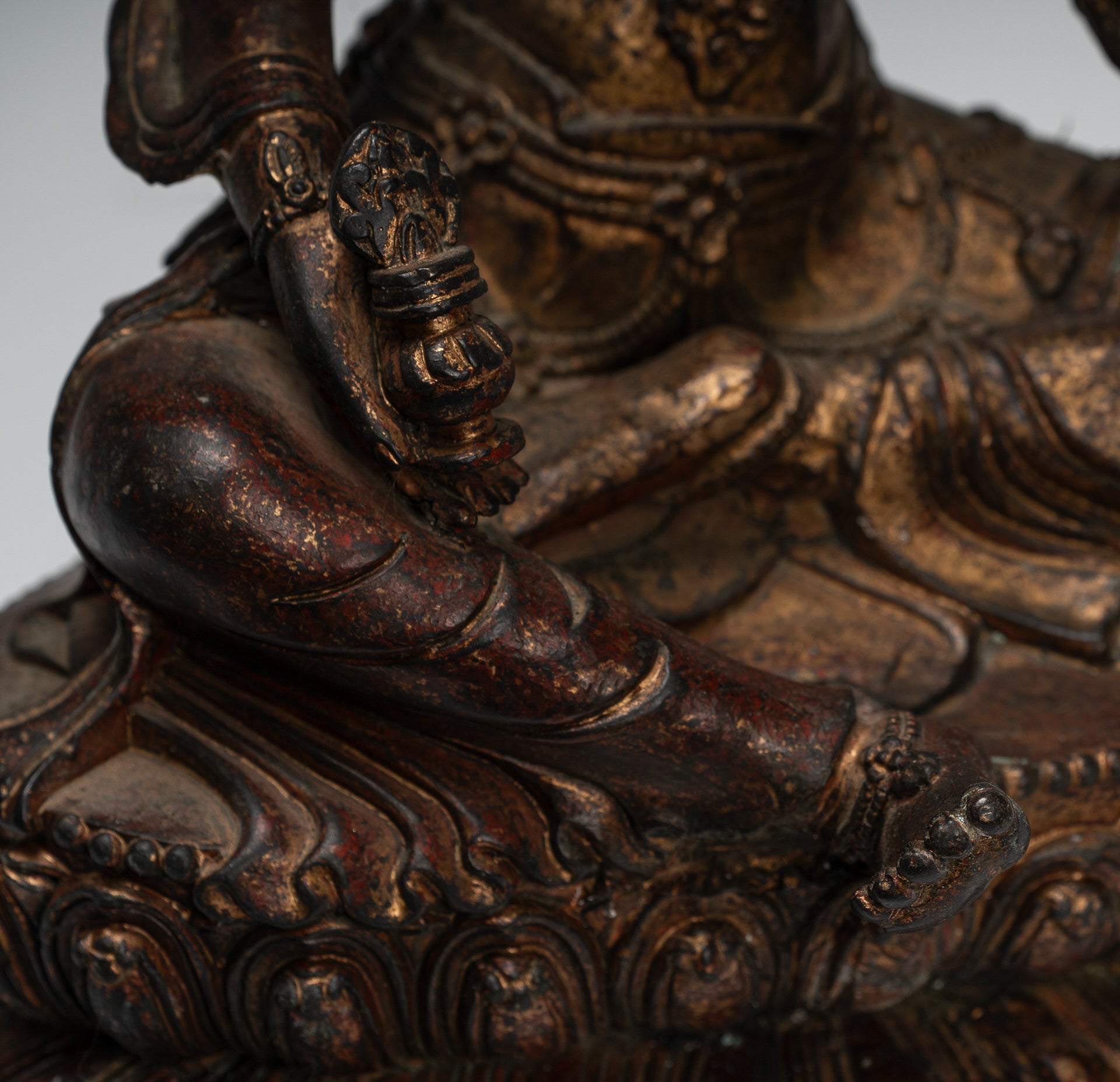 Statua Buddha - Antique in stile cinese seduto Bronzo Buddha - 28 cm/11 "