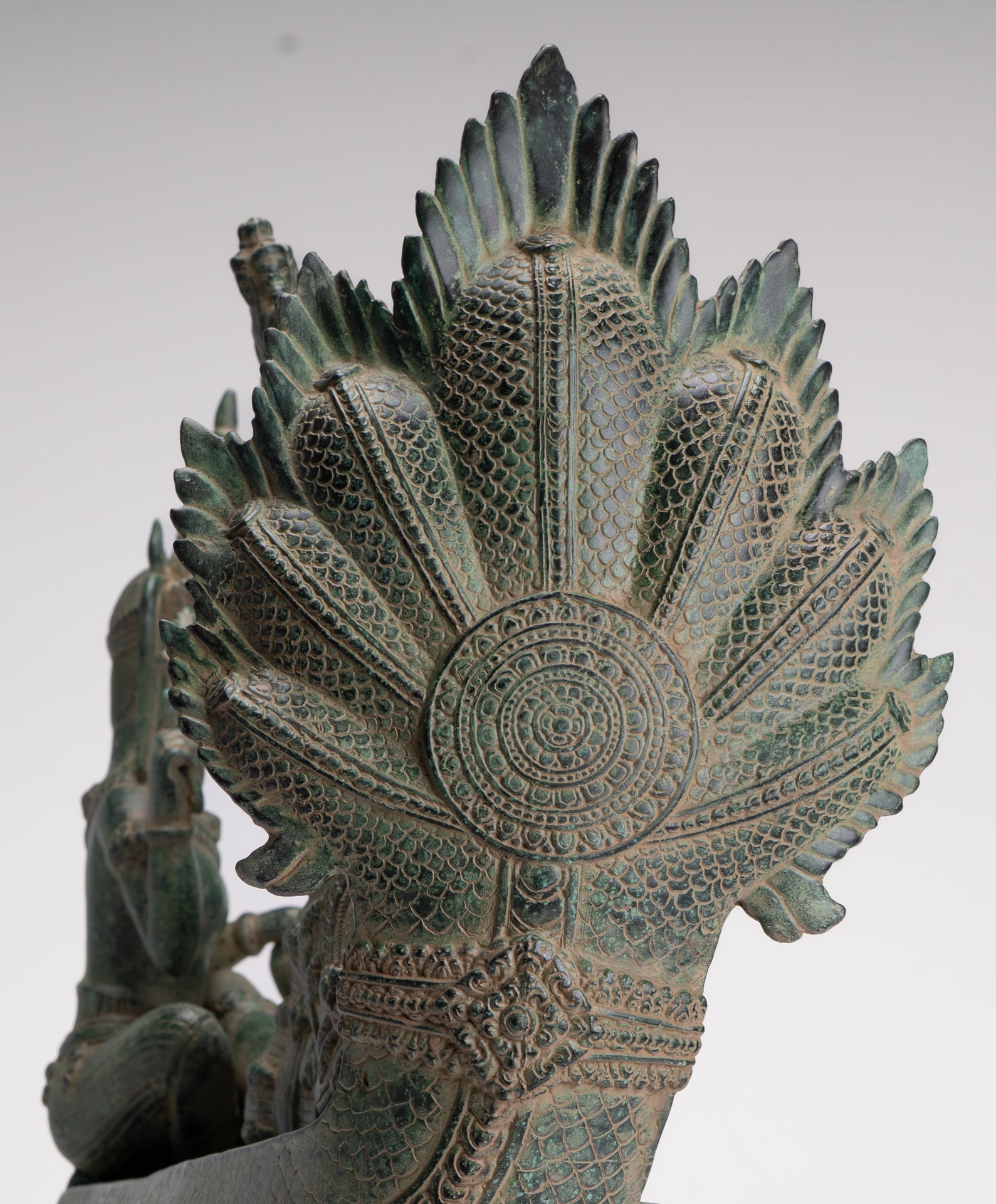 Antique Khmer Style Angkor Wat Bronze Reclining Vishnu Statue - 52cm/21" Long