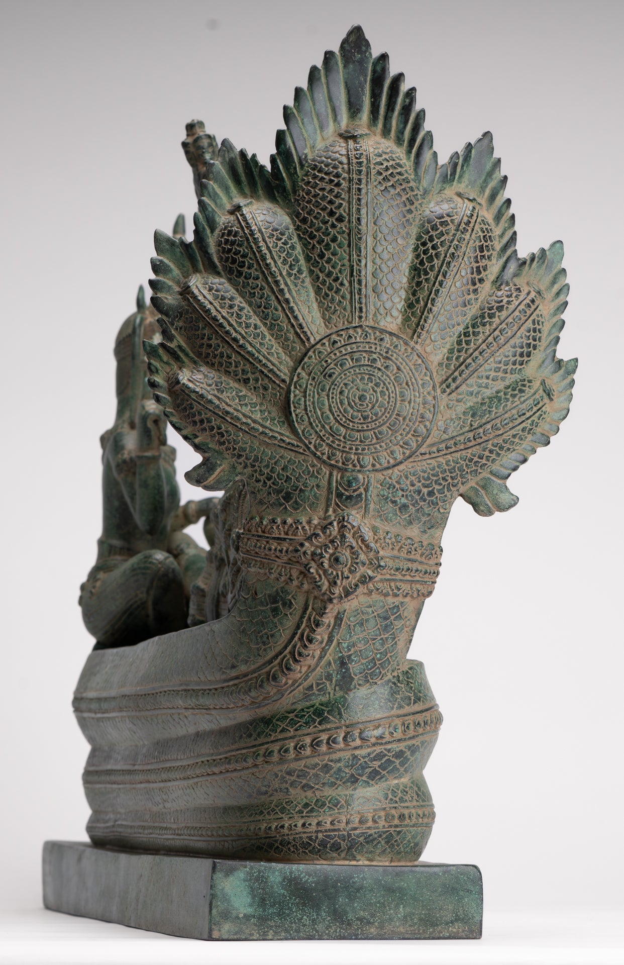 Antique Khmer Style Angkor Wat Bronze Reclining Vishnu Statue - 52cm/21" Long