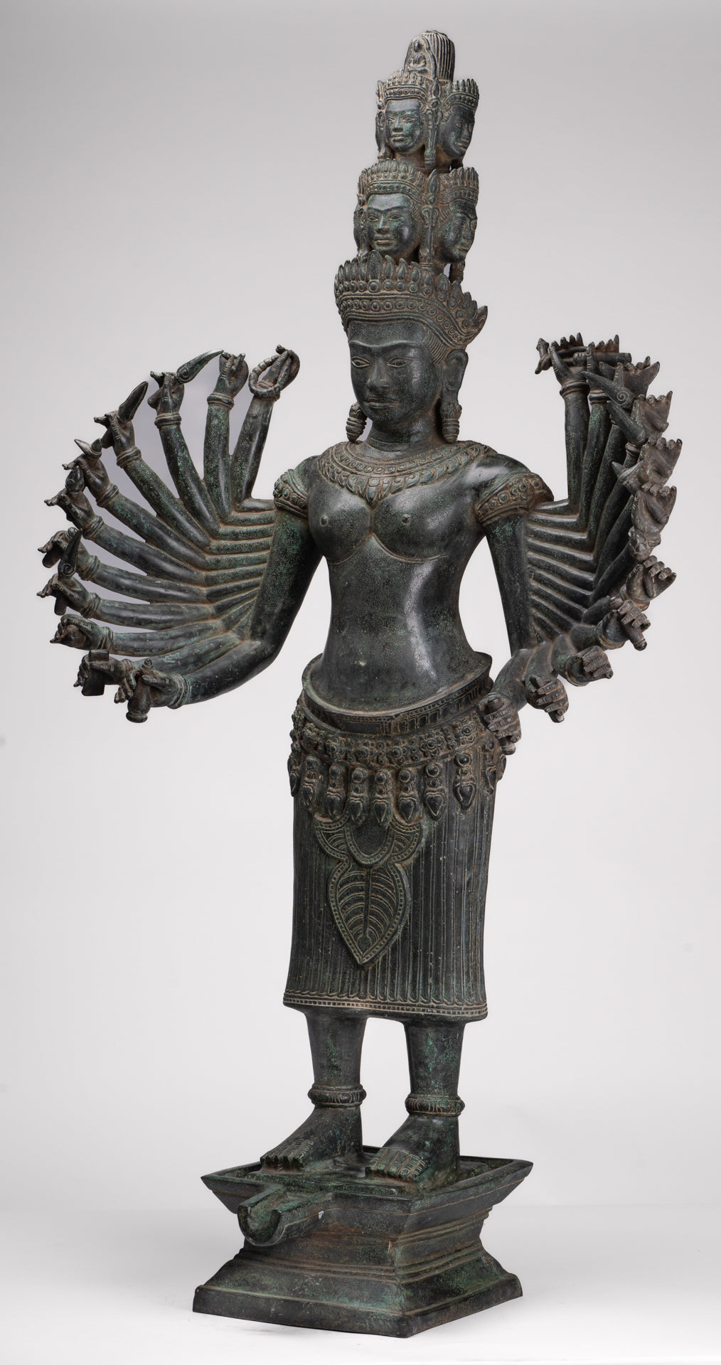 Deity Statue - Antique Khmer Style Bayon Prajnaparamita Statue / Goddess - 115cm/46"