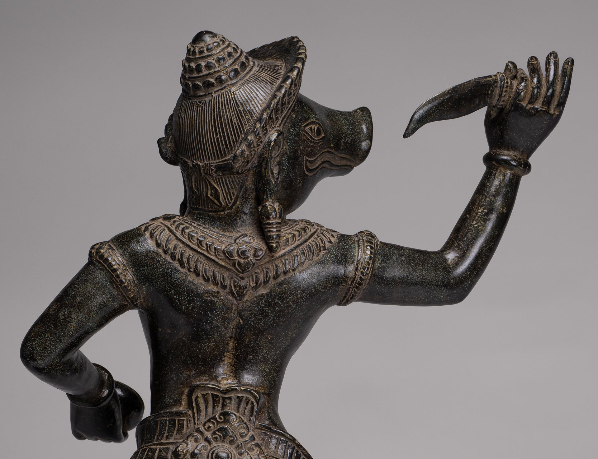 Varaha Statue - Antique Khmer Style Standing Bronze Varaha Boar Avatar of Vishnu - 62cm/25"