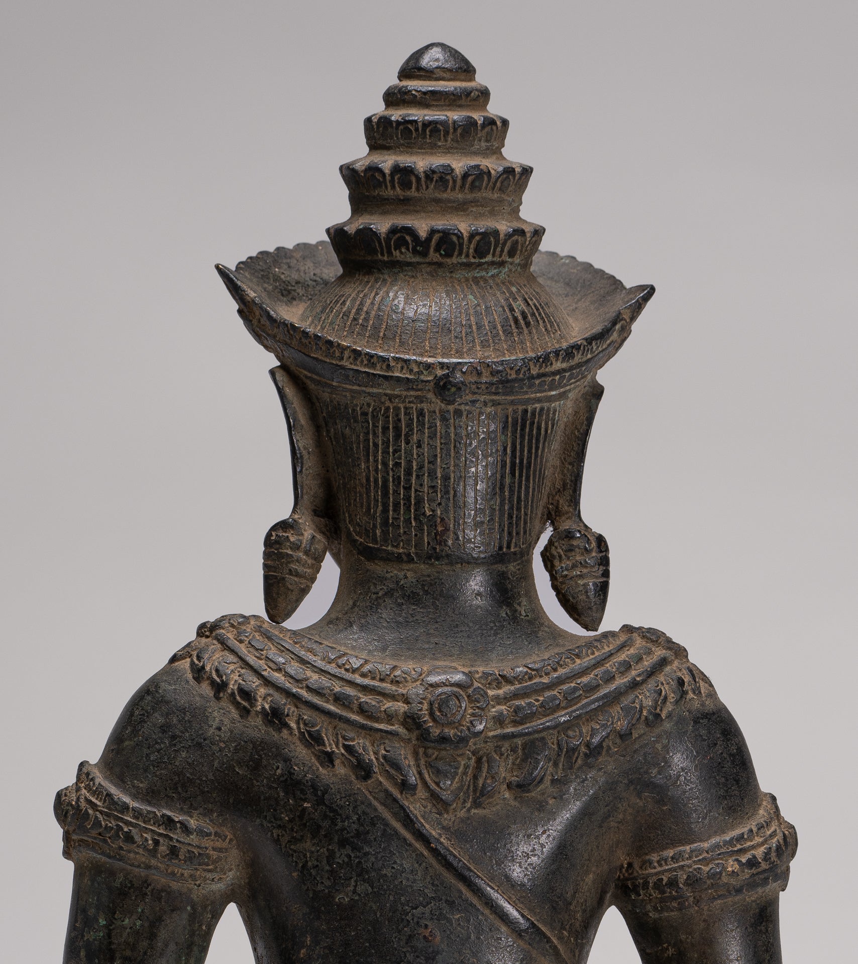 Buddha Statue - Antique Khmer Style Bronze Enlightenment Bayon Buddha Statue - 37cm/15"