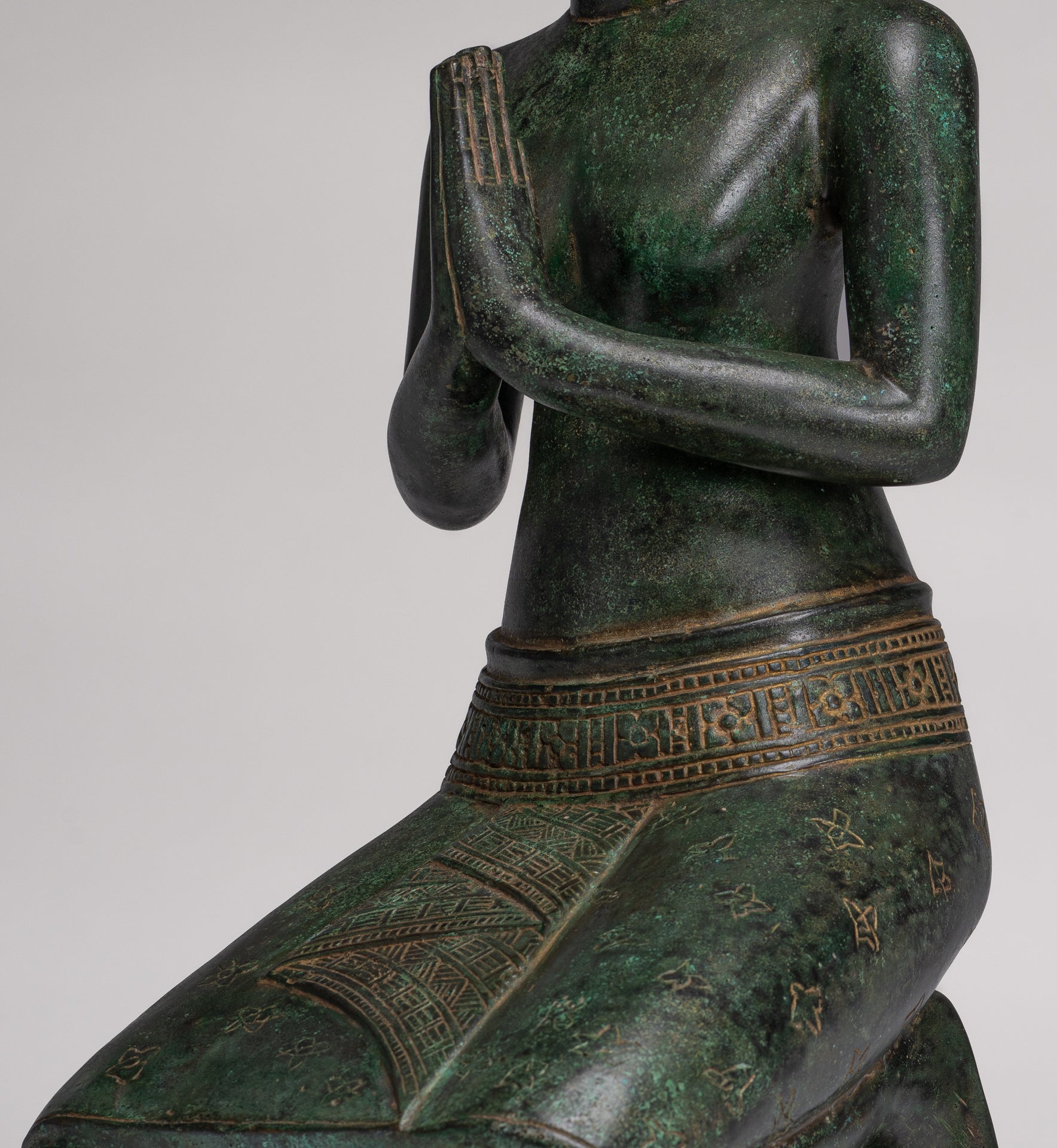 Deity Statue - Antique Khmer Style Bayon Prajnaparamita Statue / Goddess - 54cm/22"