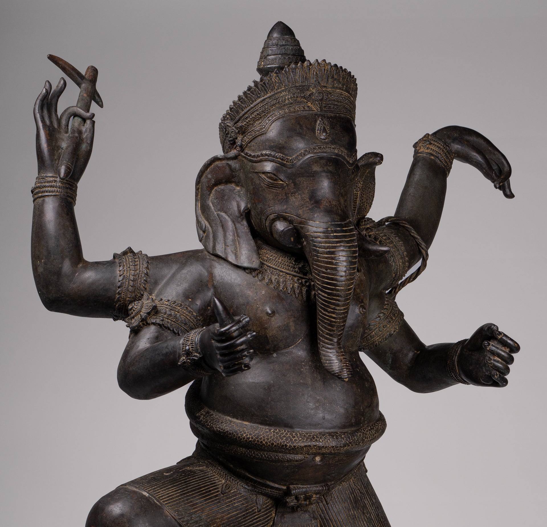 Large Ganesha Statue - Antique Thai Style Bronze Dancing Ganesh Statue - 120cm/48"