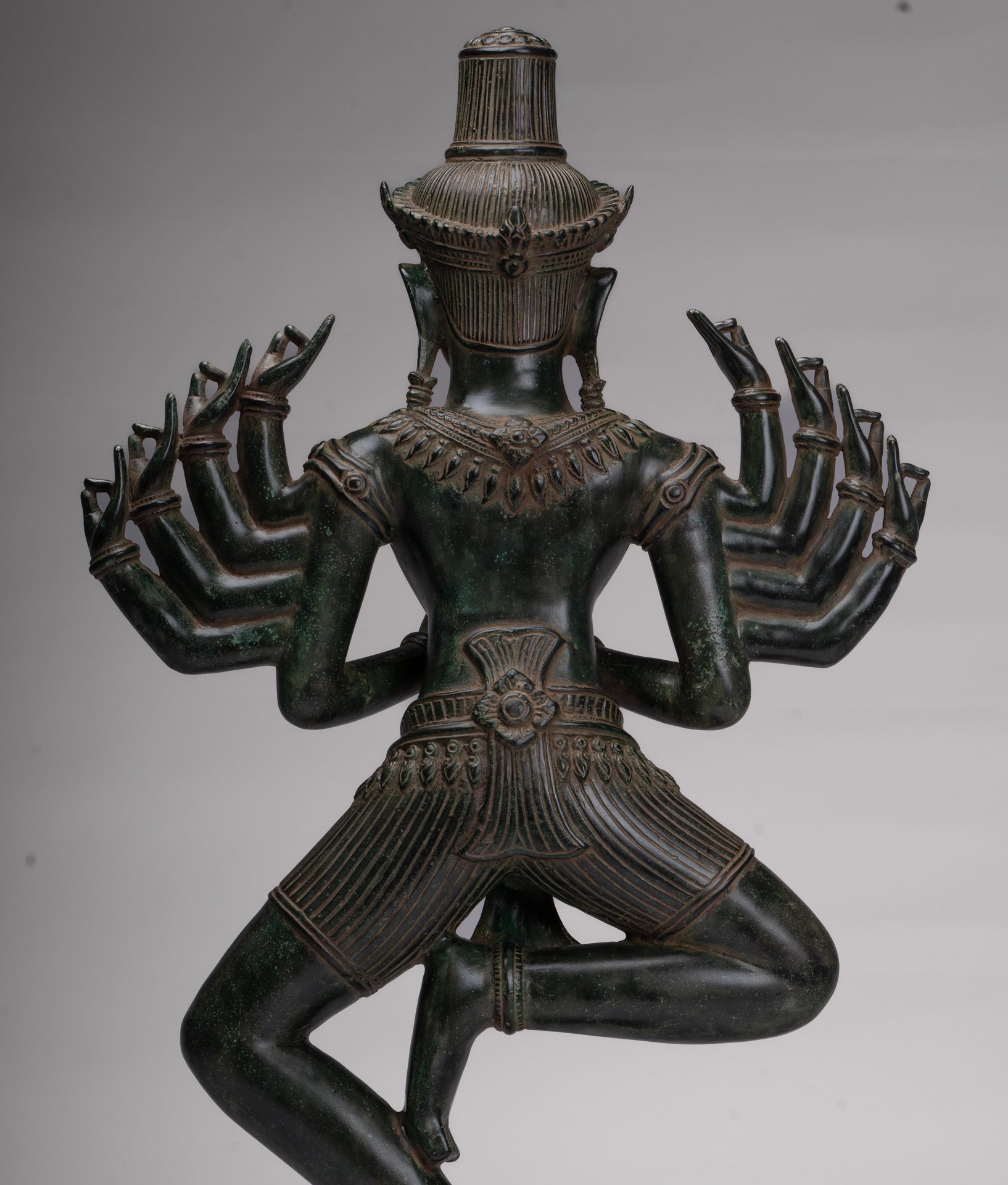 Antique Khmer Style Bronze Angkor Wat Ardhaparyanka Shiva - 10 Arms - 70cm/28"