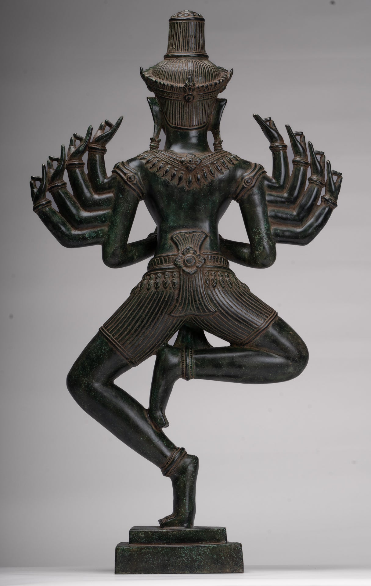 Antique Khmer Style Bronze Angkor Wat Ardhaparyanka Shiva - 10 Arms - 70cm/28"