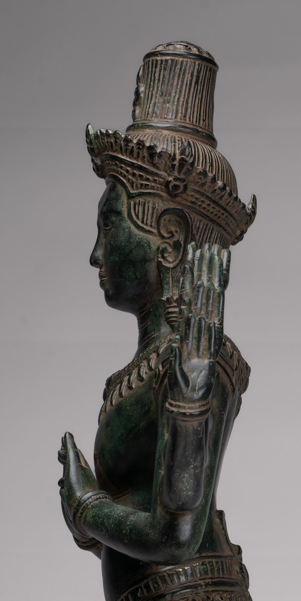 Antique Khmer Style Bronze Angkor Wat Ardhaparyanka Shiva - 10 Arms - 70cm/28"