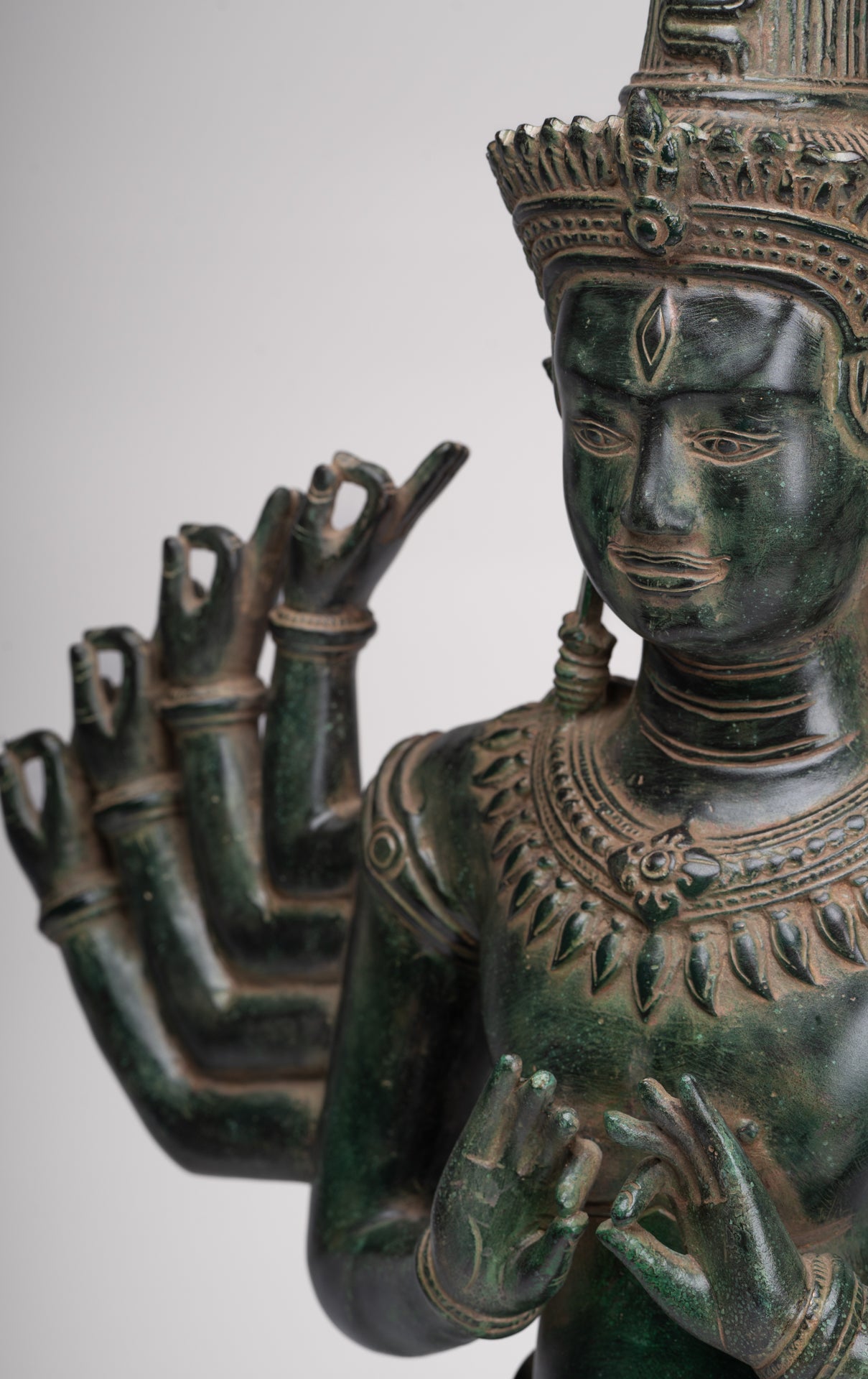 Antique Khmer Style Bronze Angkor Wat Ardhaparyanka Shiva - 10 Arms - 70cm/28"