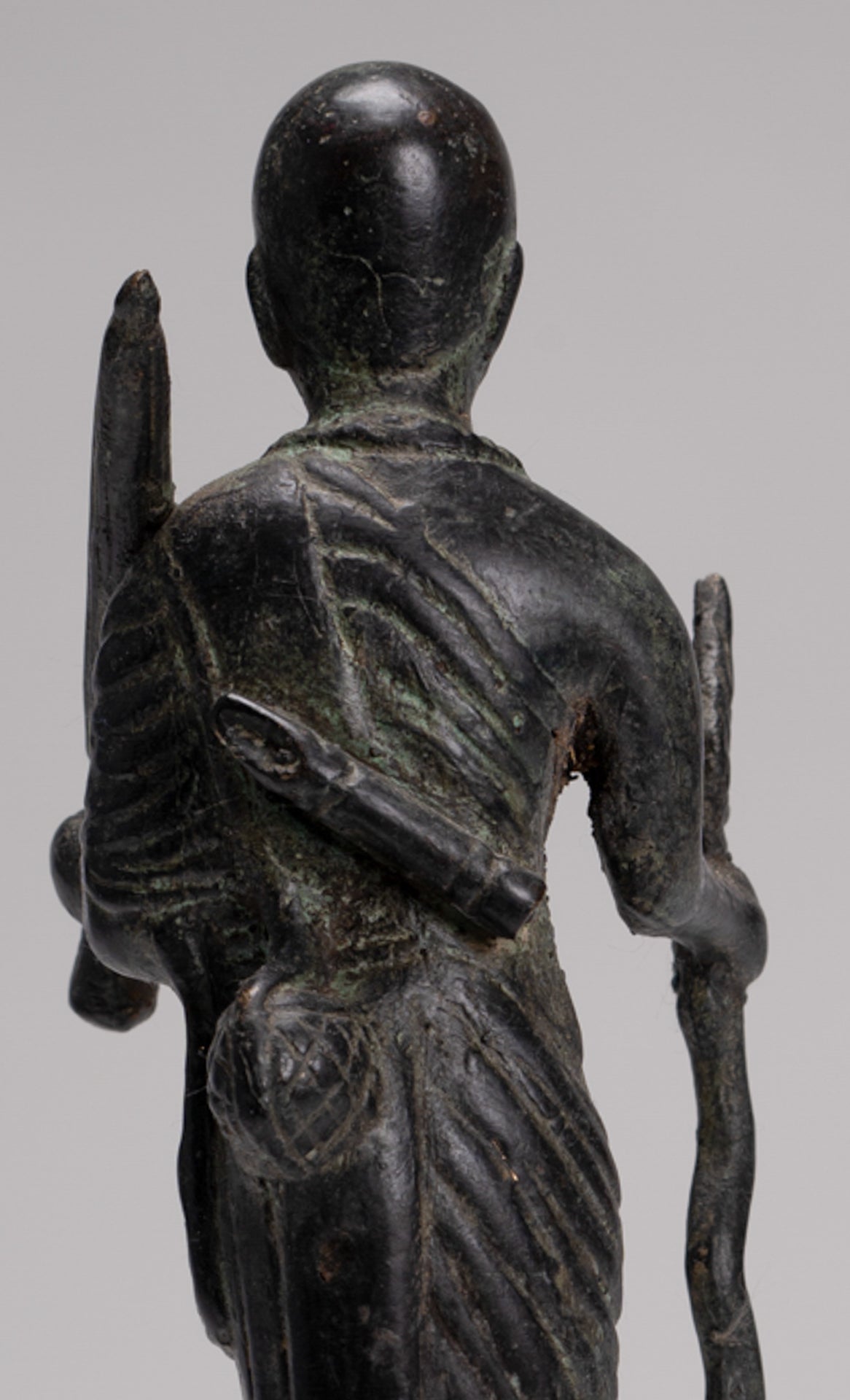 Monk - Antique Thai Style Bronze Dvaravati Devotee / Disciple of Buddha Statue - 26cm/10"