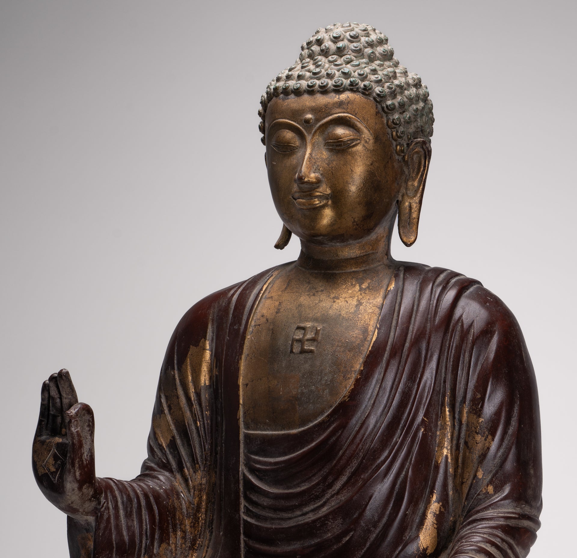 Masterpiece Buddha Statue - Antique Tibet Style Seated Teaching Buddha Statue - 88cm/35"