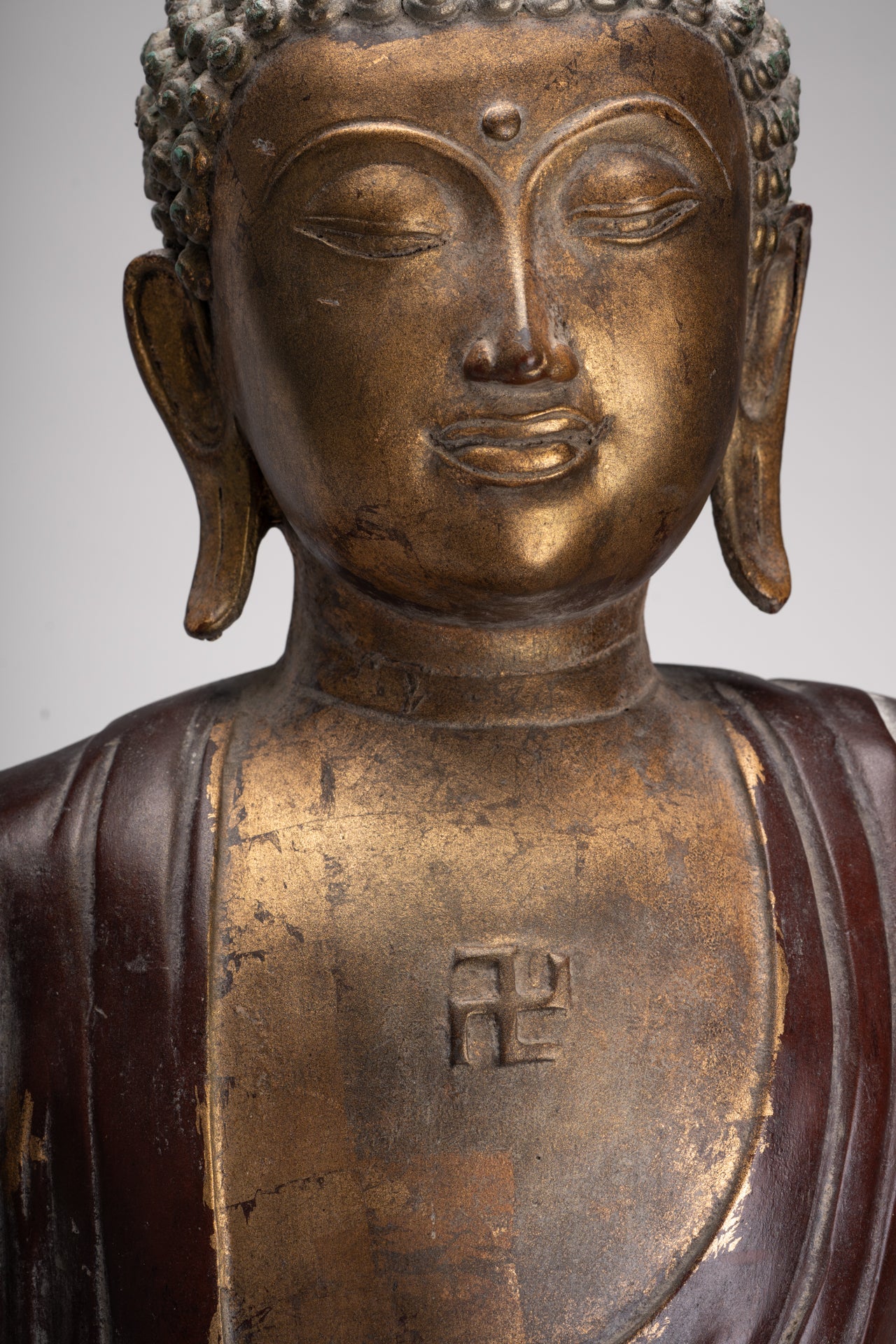 Masterpiece Buddha Statue - Antique Tibet Style Seated Teaching Buddha Statue - 88cm/35"