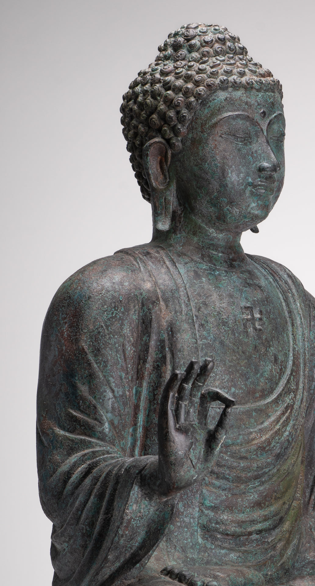 Masterpiece Antique Tibet Style Seated Teaching Buddha Statue - 88cm/35"