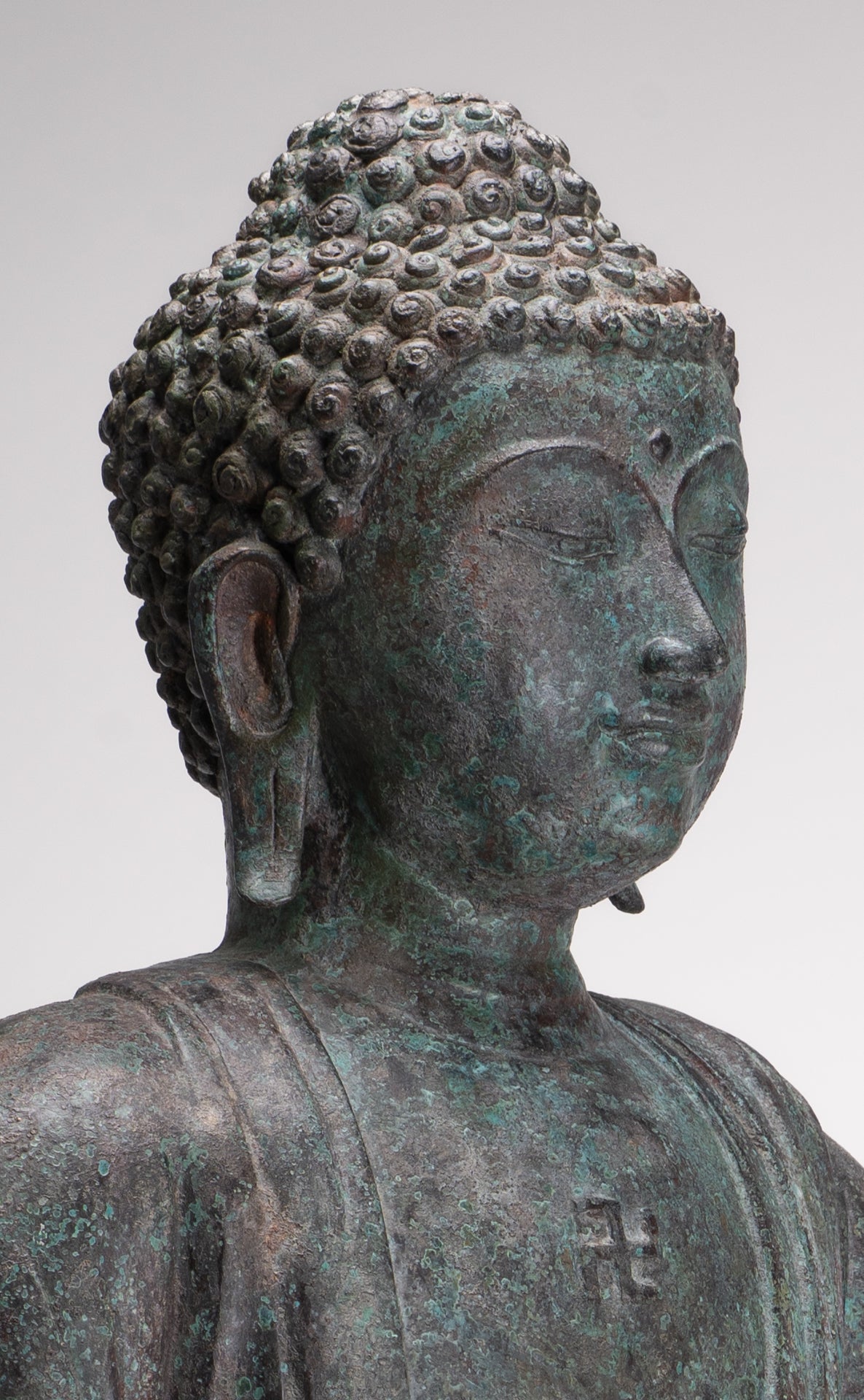 Masterpiece Antique Tibet Style Seated Teaching Buddha Statue - 88cm/35"