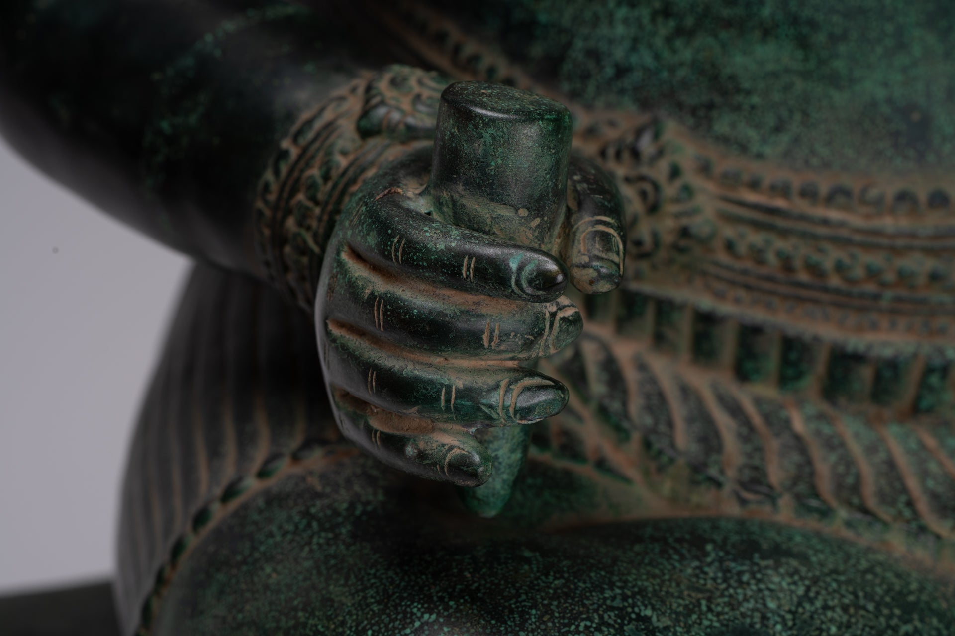 Large Ganesha Statue - Antique Khmer Style Angkor Wat Bronze Seated Four Arm Ganesh Statue - 74cm/30"