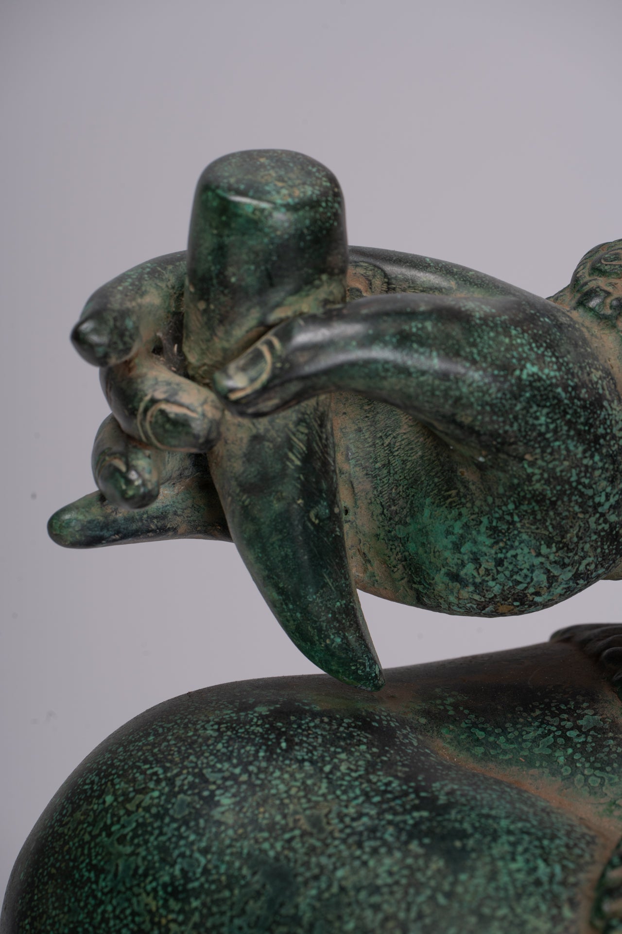 Large Ganesha Statue - Antique Khmer Style Angkor Wat Bronze Seated Four Arm Ganesh Statue - 74cm/30"