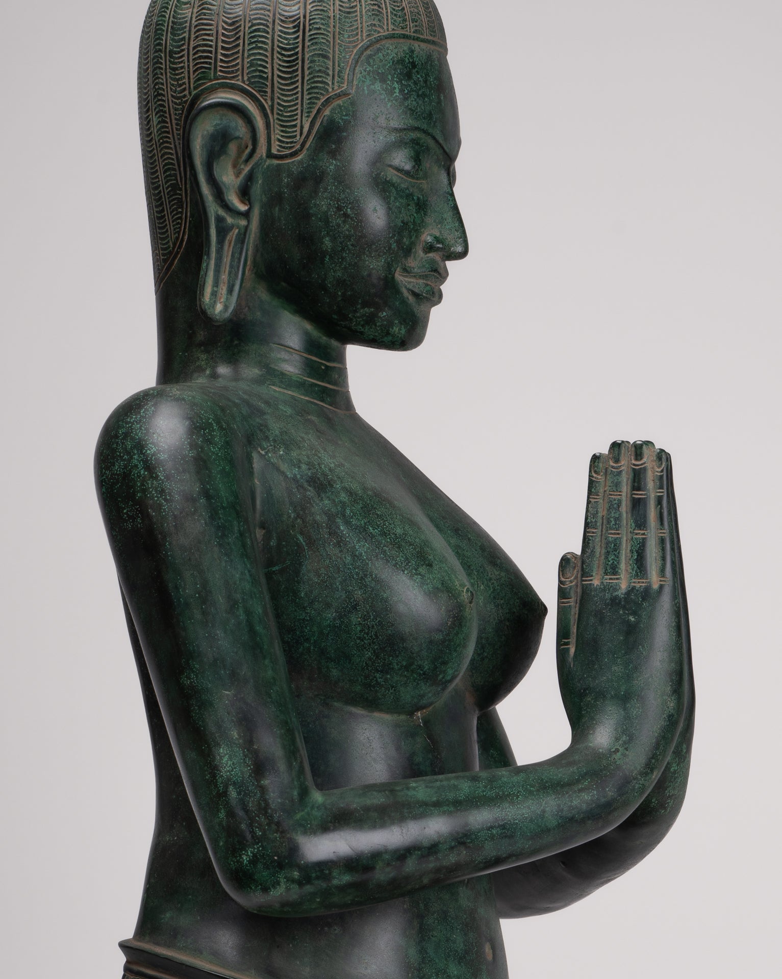 Deity Statue - Antique Khmer Style Bayon Prajnaparamita Statue / Goddess - 95cm/38"