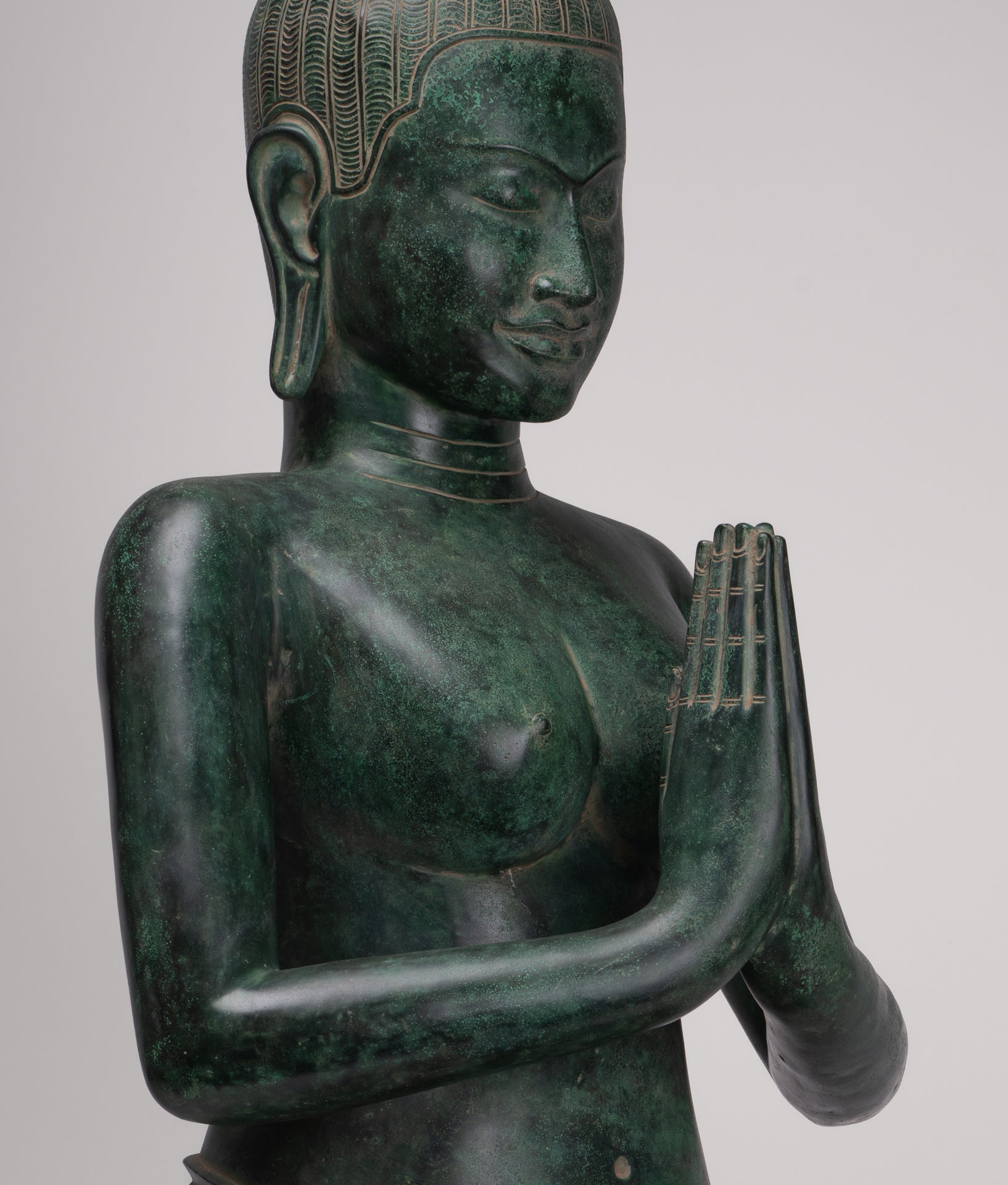 Deity Statue - Antique Khmer Style Bayon Prajnaparamita Statue / Goddess - 95cm/38"