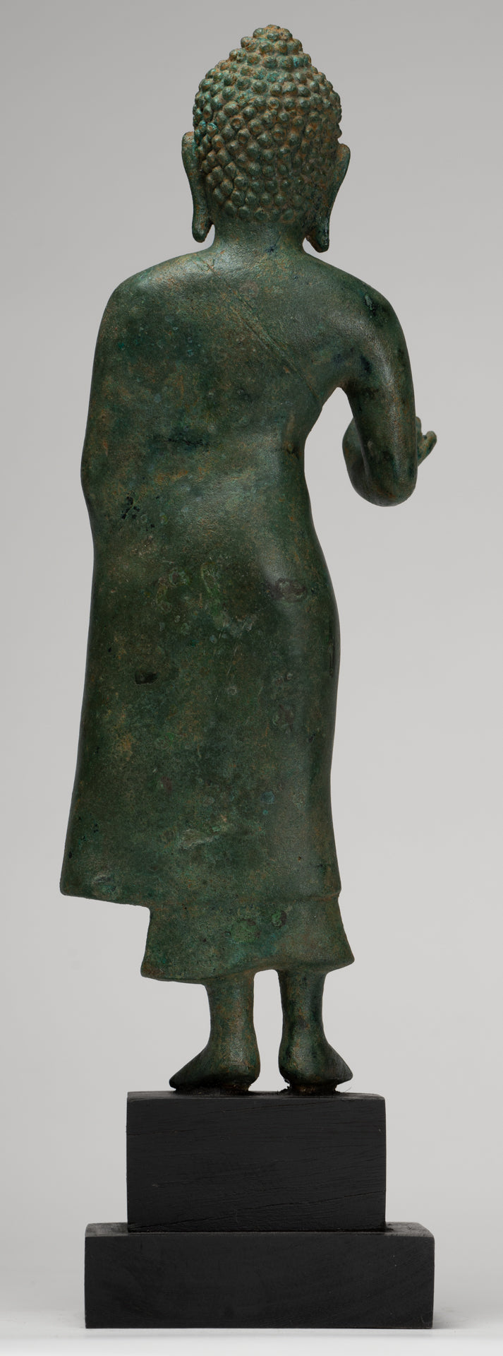 Buddha Statue - Antique Thai Style Standing Bronze Mon Dvaravati Teaching Buddha Statue - 35cm/14"