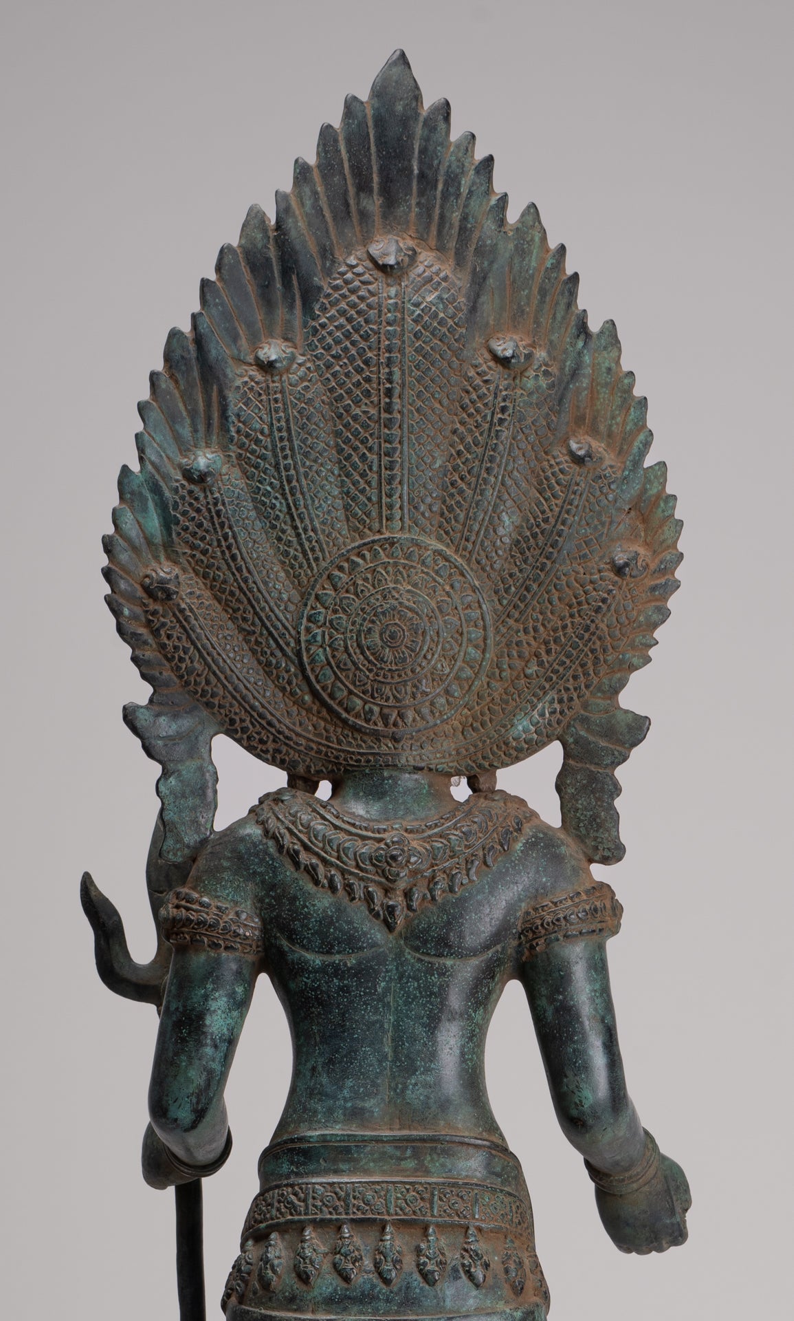 Naga Statue - Antique Khmer Style Bronze Protective 'Kaundinya I' Consort of Queen Soma - Naga, Snake or Serpent Statue - 77cm/31"