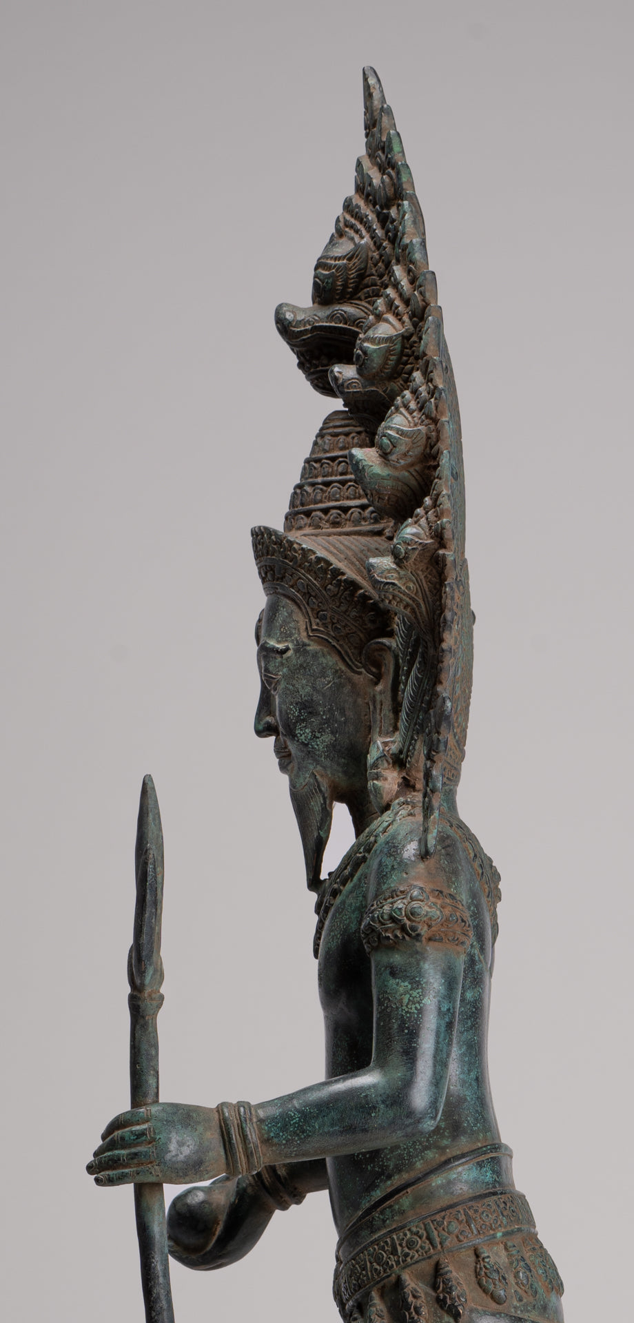 Naga Statue - Antique Khmer Style Bronze Protective 'Kaundinya I' Consort of Queen Soma - Naga, Snake or Serpent Statue - 77cm/31"