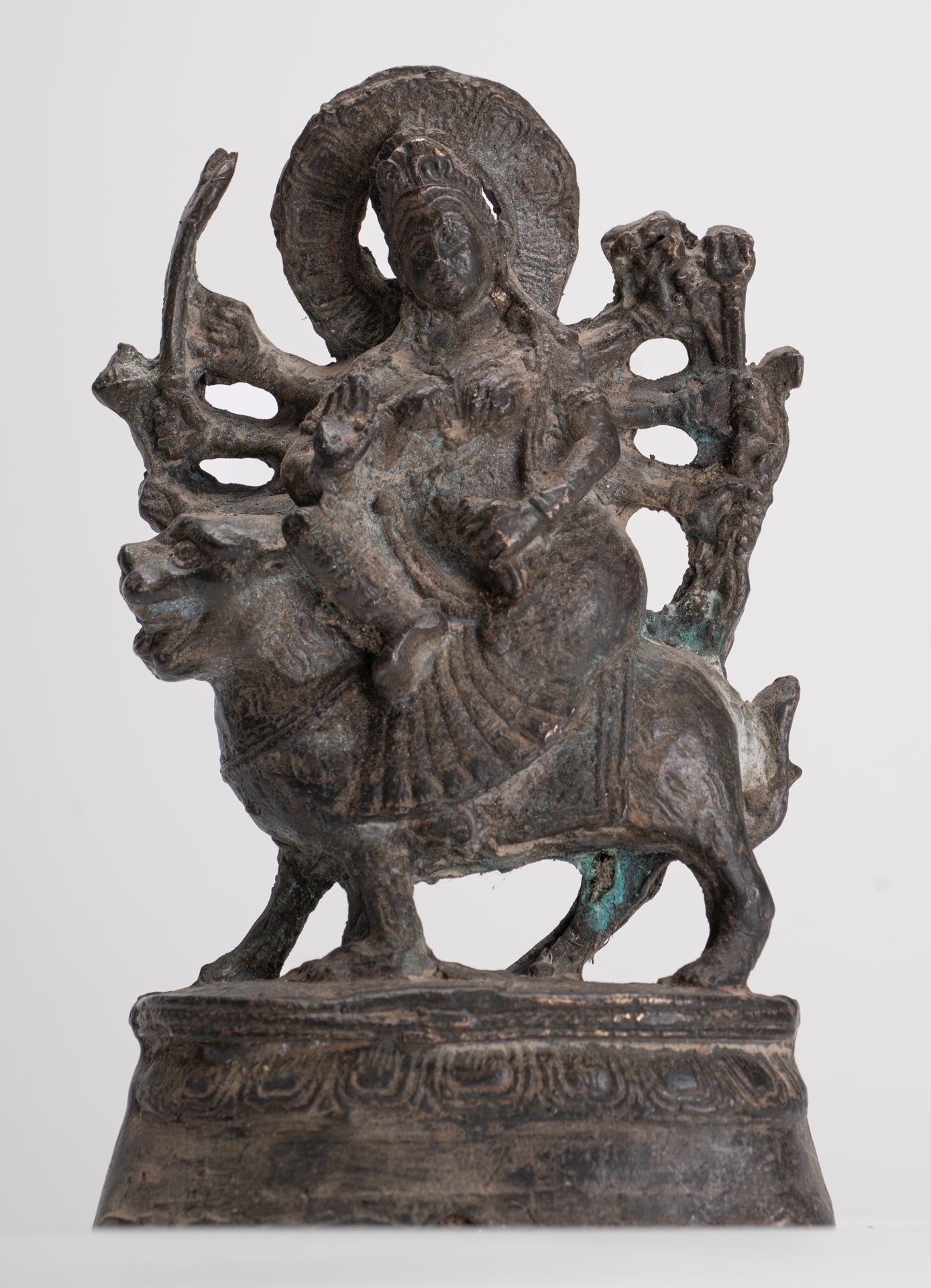Chandraghanta - Antique Javanese Style Majapahit Chandraghanta Durga Statue - 15cm/6"