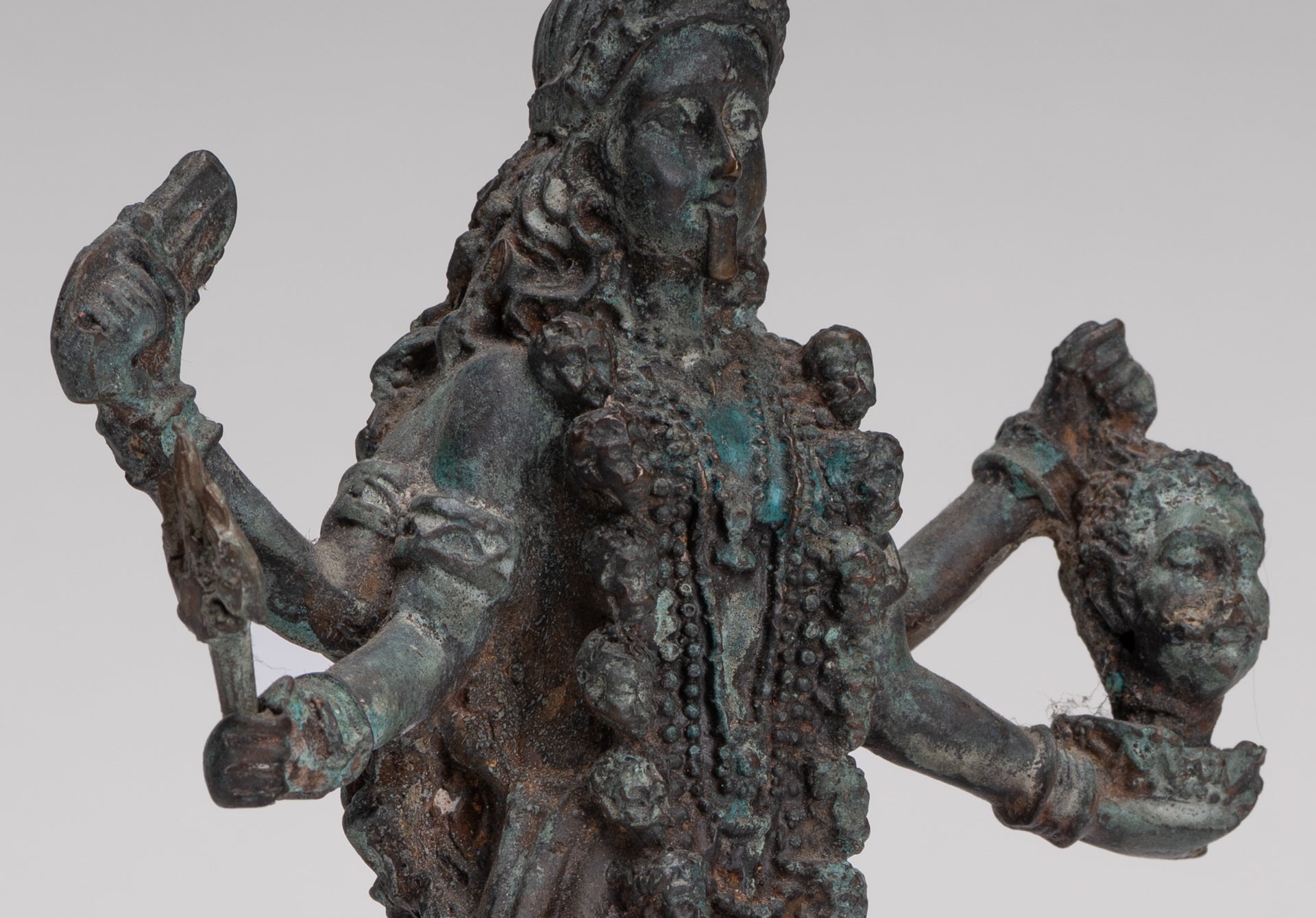 Kali Statue - Antique Indian Style Standing Bronze Kali or Mahakali Statue - 20cm/8"