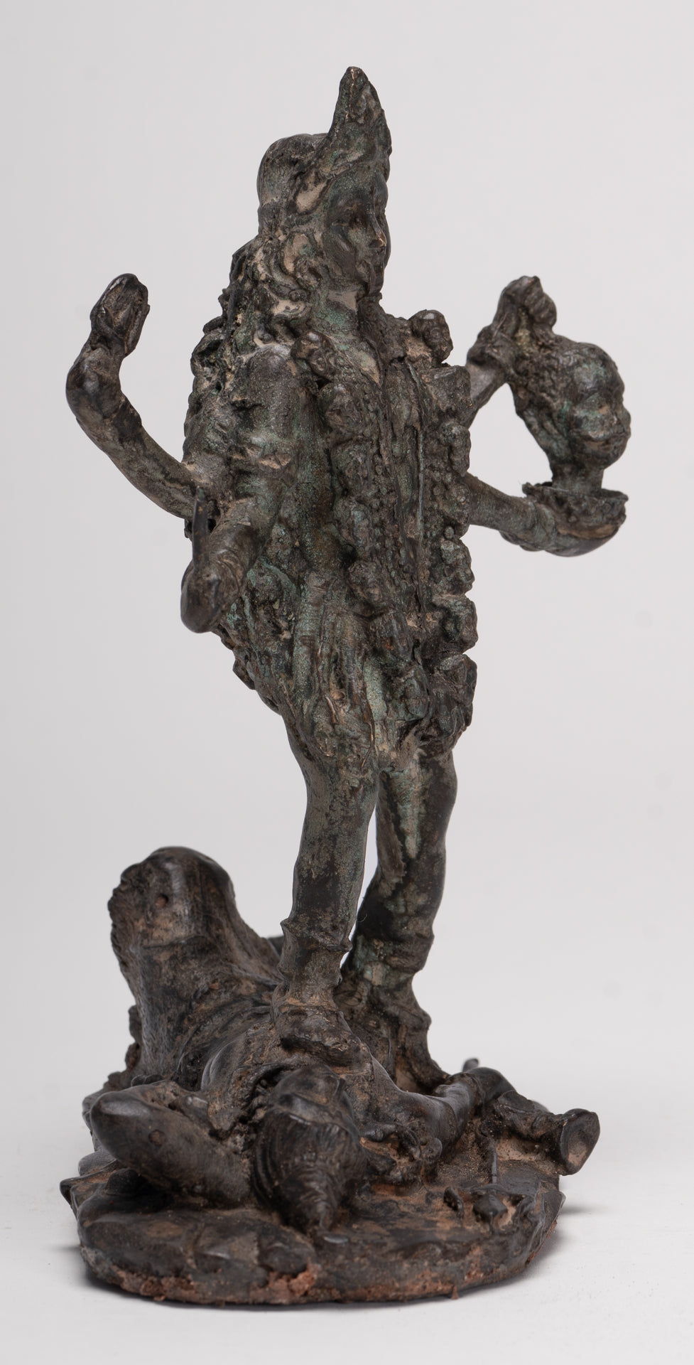 Antique Indian Style Standing Bronze Kali or Mahakali Statue - 19cm/8"