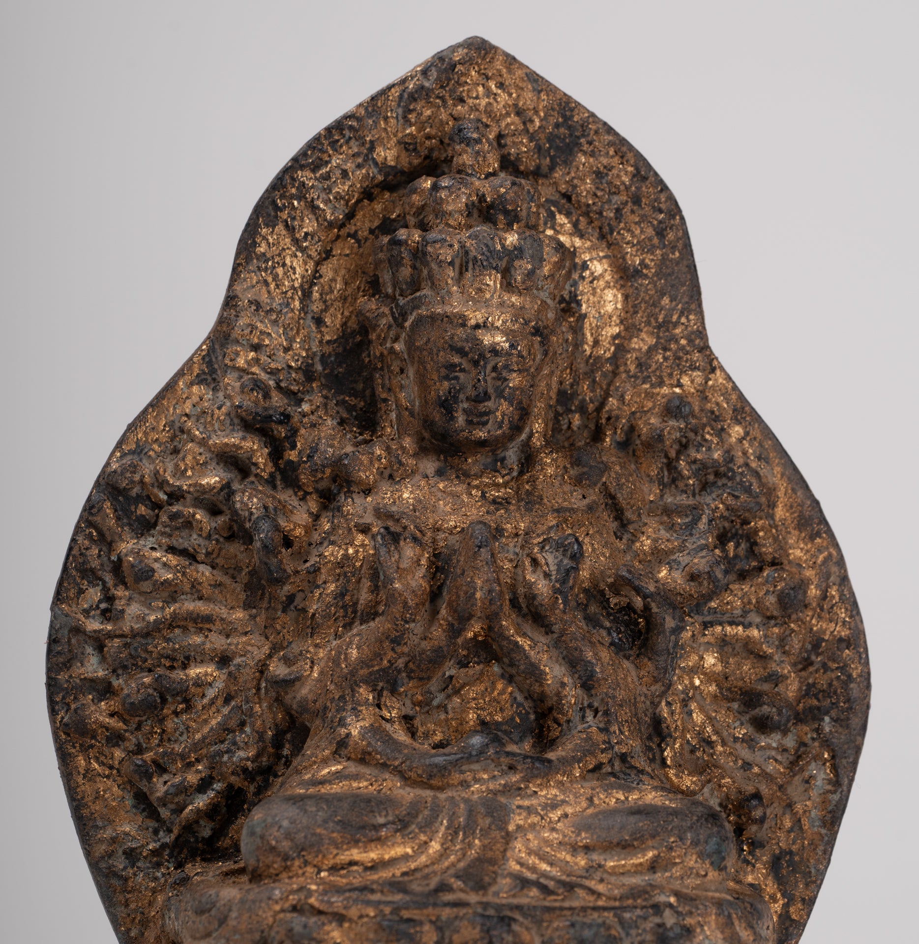 Bodhisattva Statue - Antique Khmer Style 1000 Arm Avaloketishvara Bodhisattva Statue - 17.5cm/7"