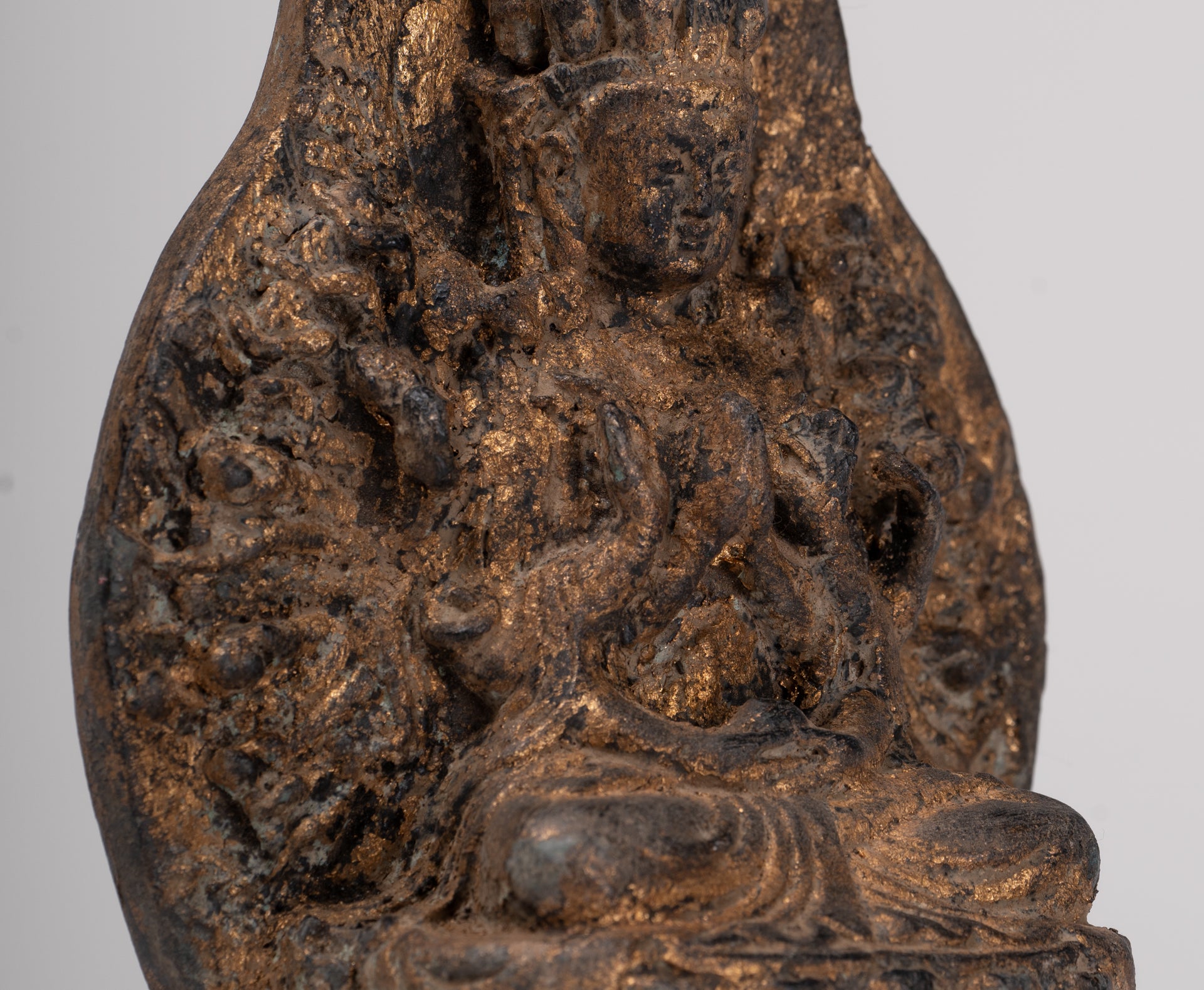 Bodhisattva Statue - Antique Khmer Style 1000 Arm Avaloketishvara Bodhisattva Statue - 17.5cm/7"