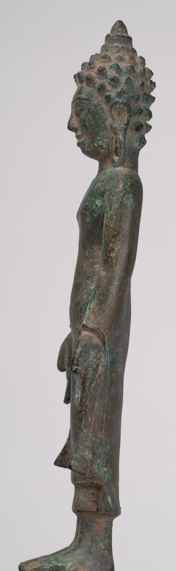 Buddha Statue - Antique Khmer Style Mounted Bronze Phnom Da Standing Buddha Statue - 31cm/12"