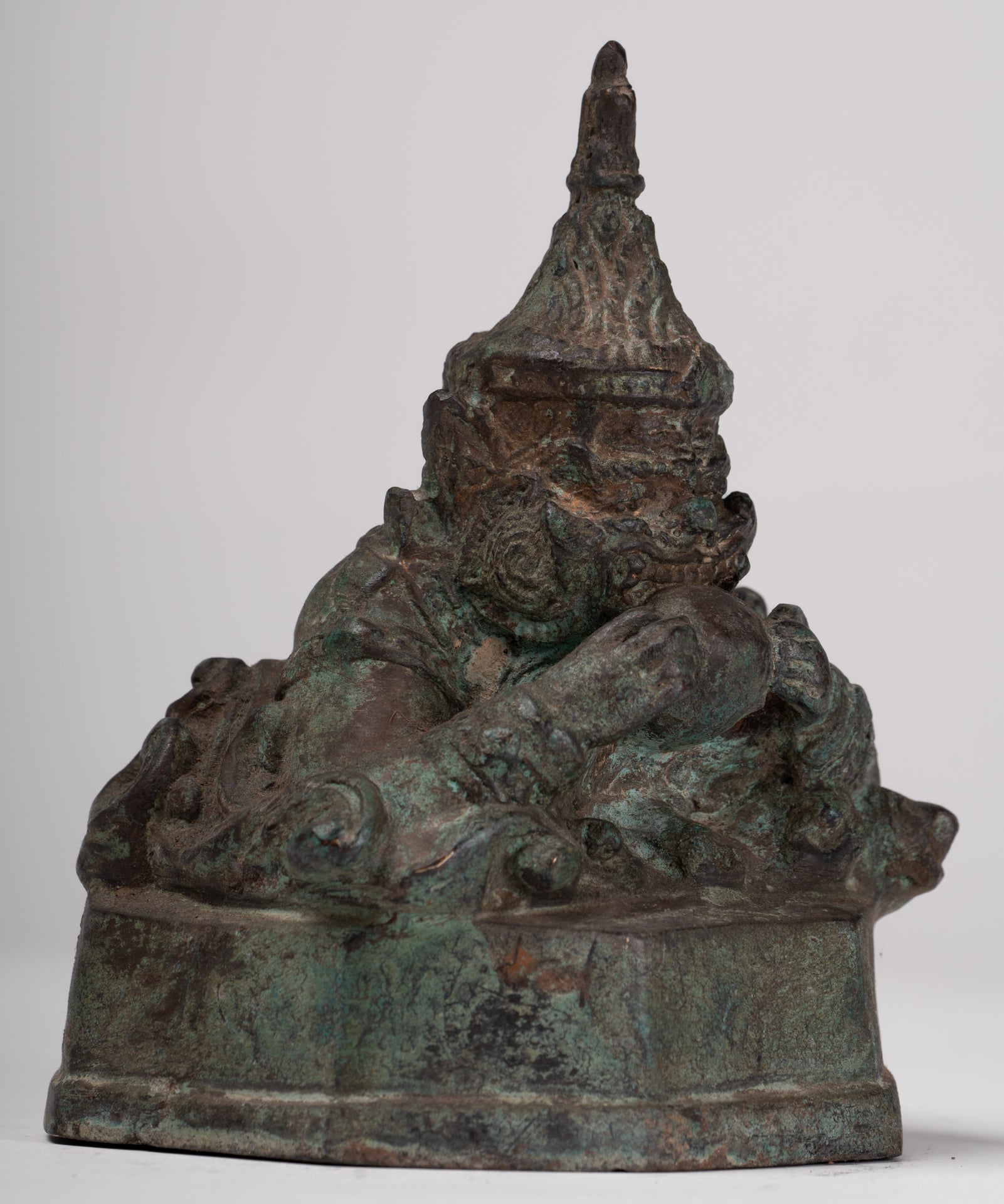 Phra Rahu Statue - Antique Thai Style God of Eclipses and Protection Phra Rahu Statue - 17.5cm/7"