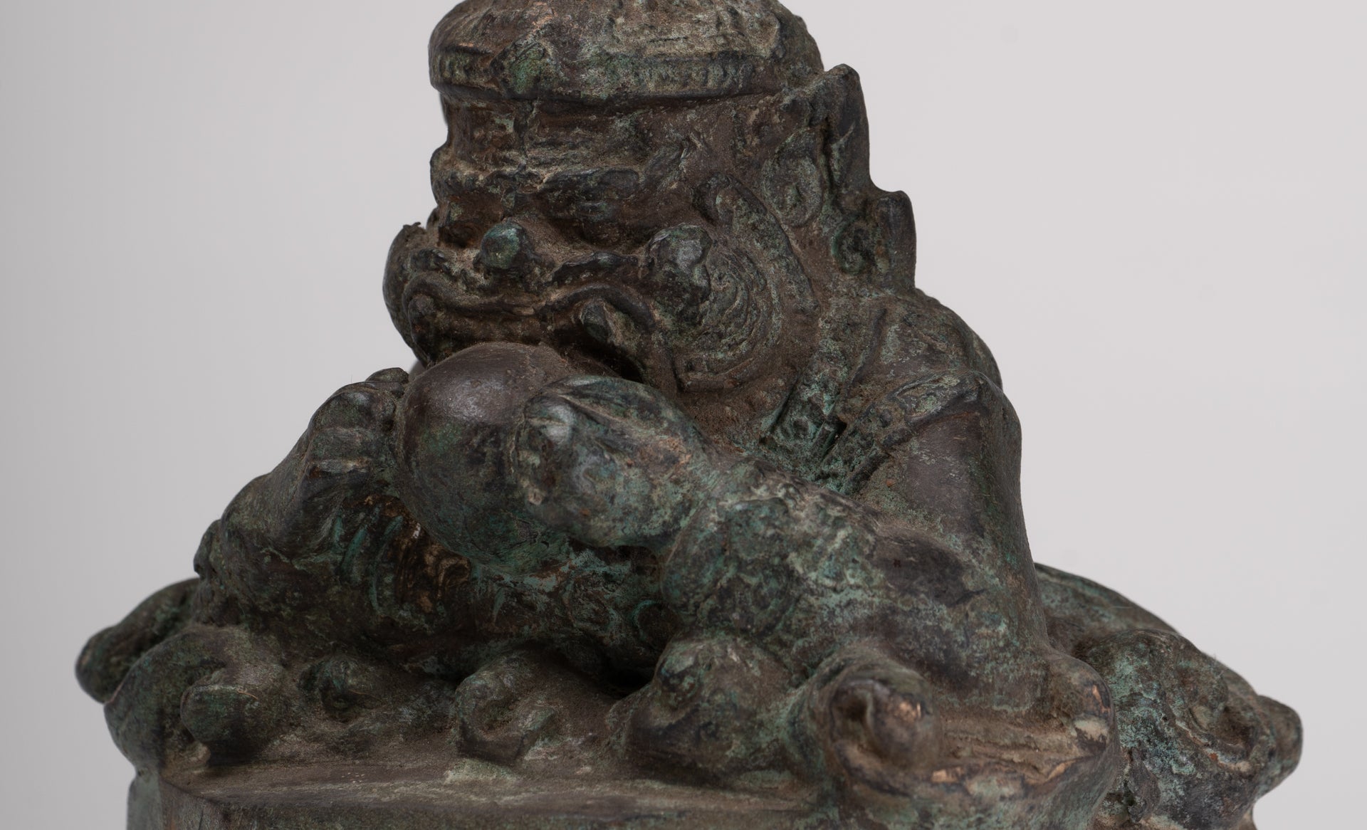 Phra Rahu Statue - Antique Thai Style God of Eclipses and Protection Phra Rahu Statue - 17.5cm/7"